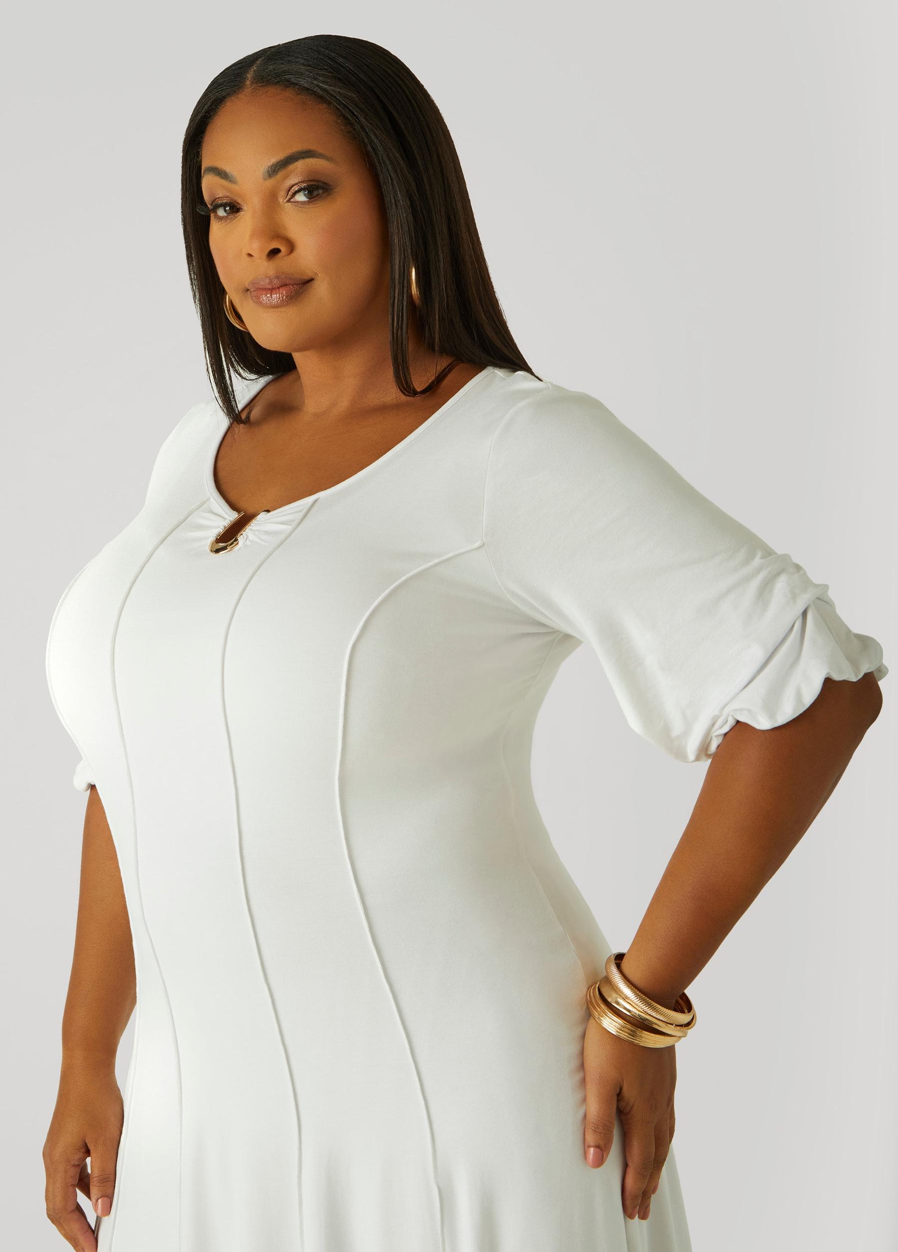 U Ring Seamed Midi Dress Product Image