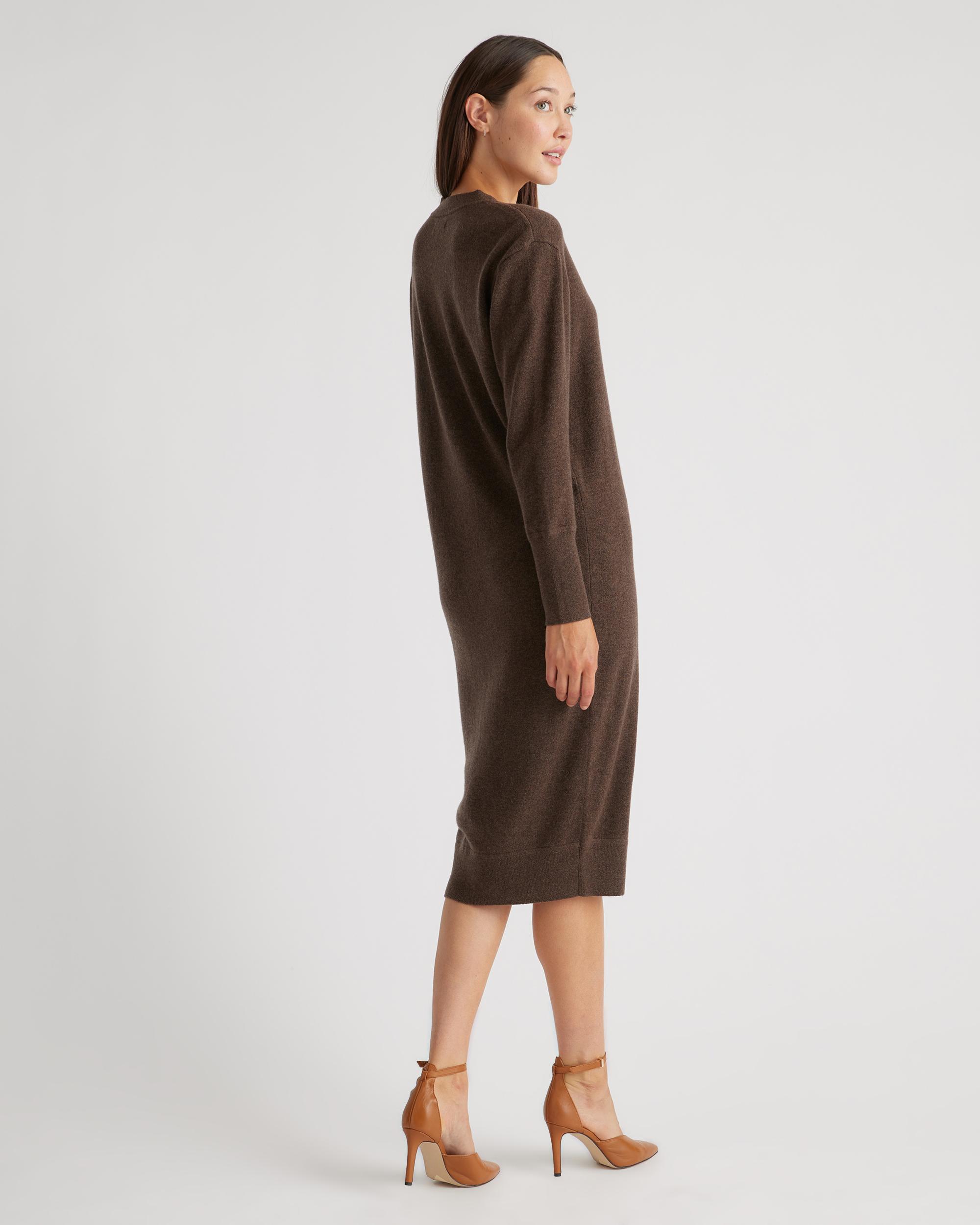 Quince | Women's Mongolian Cashmere V-Neck Midi Sweater Dress Product Image