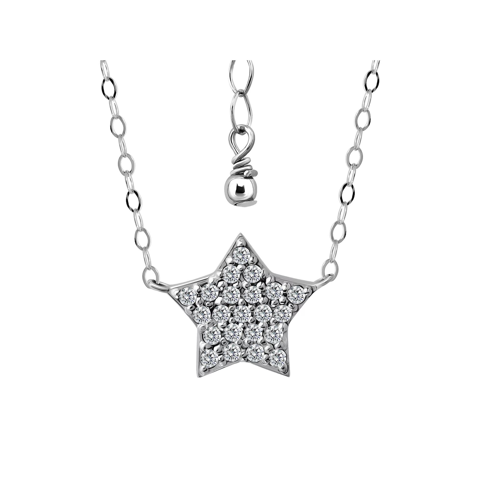Aleure Precioso Sterling Silver Cubic Zirconia Star Frontal Necklace, Women's, Size: 16-18" ADJ Product Image