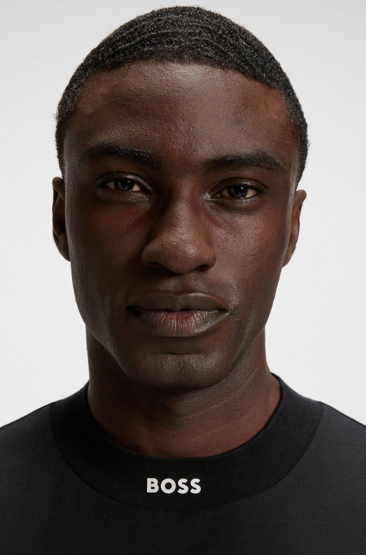 BOSS - Relaxed-fit shirt in stretch cotton with camp collar - Black Product Image