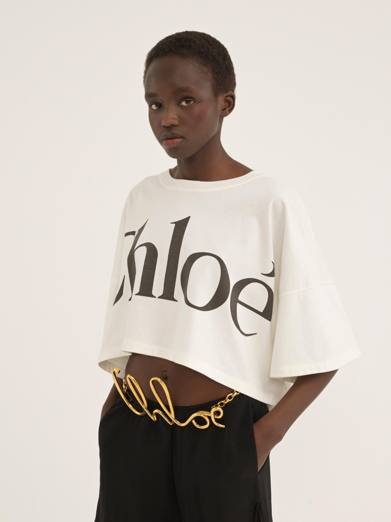 Cropped boxy logo T-shirt in cotton jersey Product Image