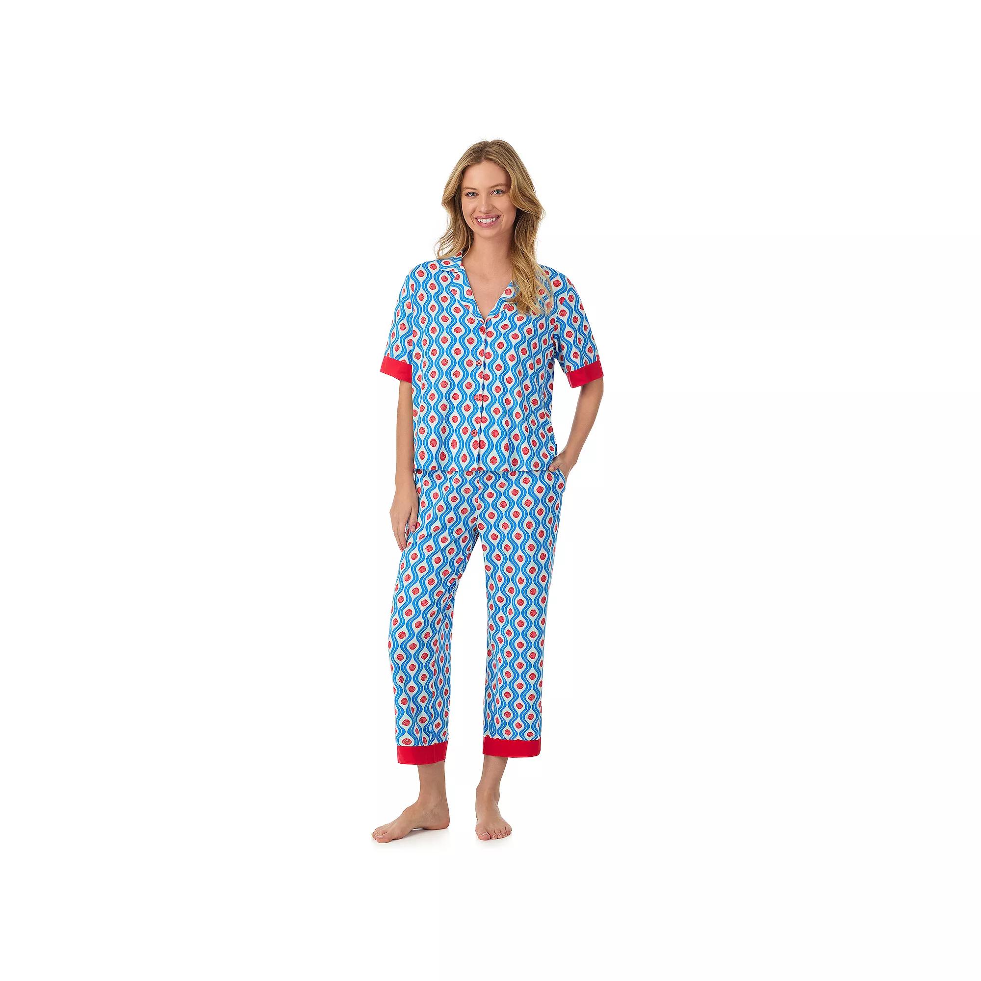 Women's Beauty Sleep Social Cozy Notch Pajama Top & Cropped Pajama Pants Pajama Set, Size: Large, Dont Be Shellfish Product Image