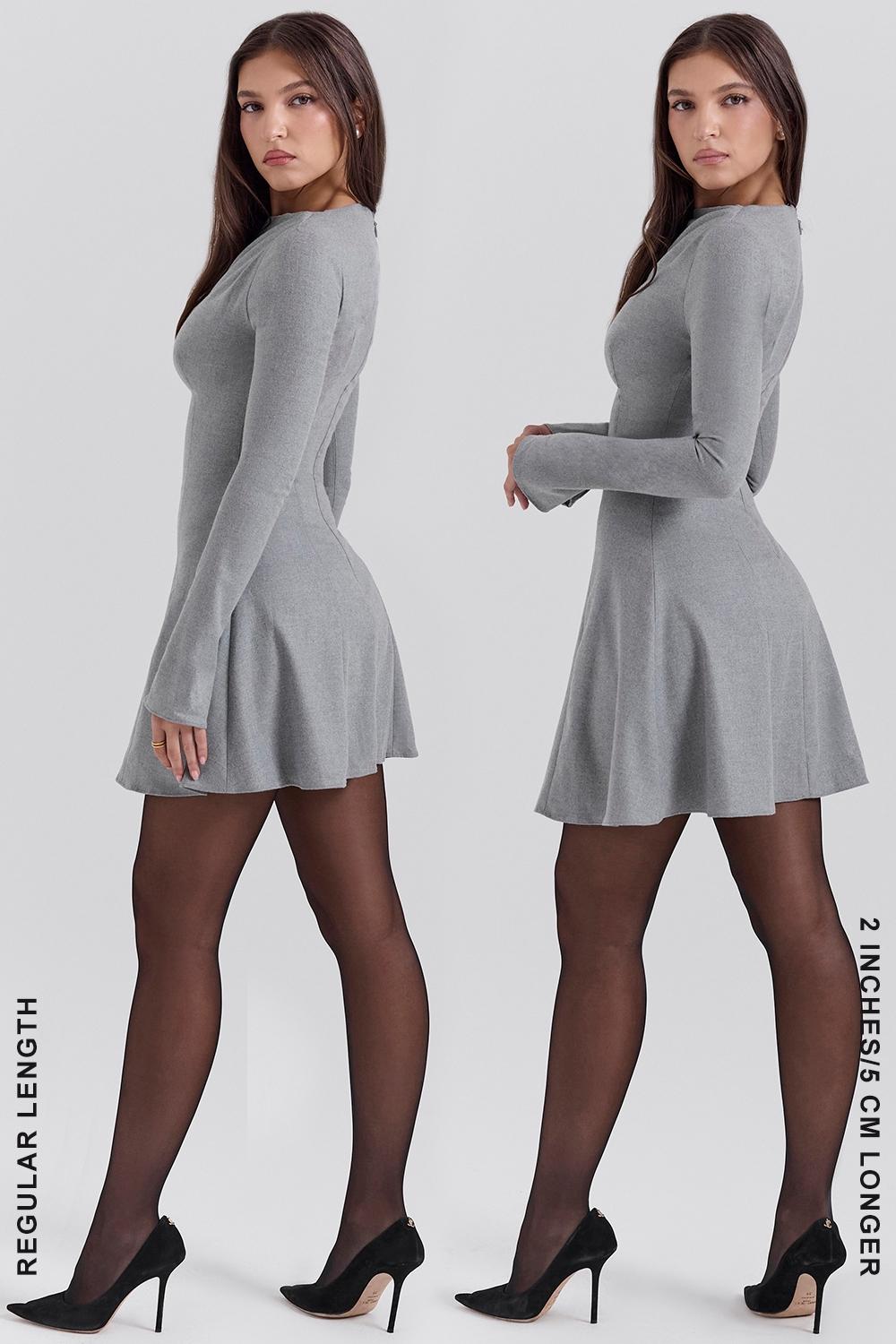 Angelique  grey a-line long sleeve mini  dress - sale Product Image