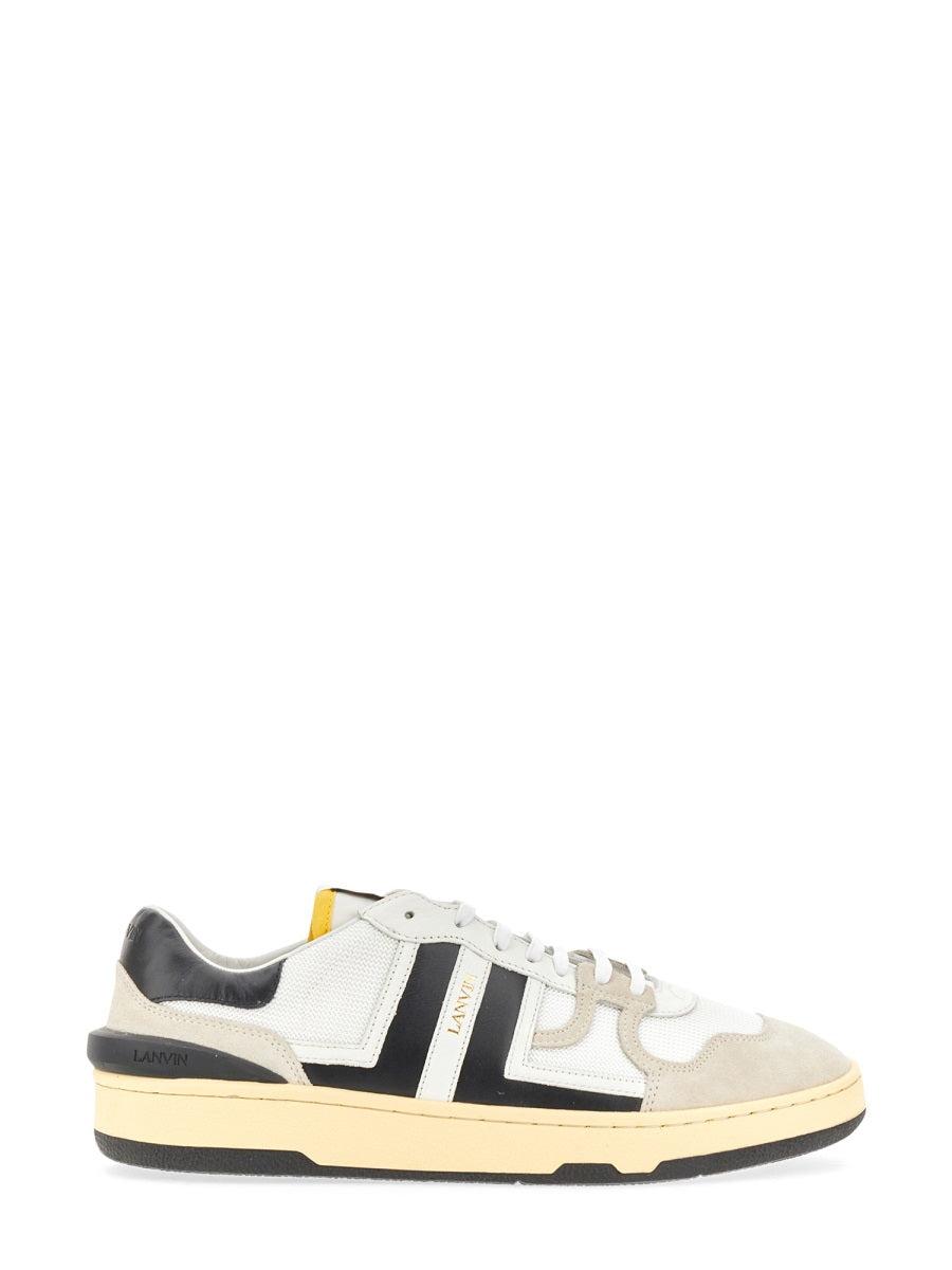 LANVIN Black And White Leather Clay Low Mesh Sneakers Product Image