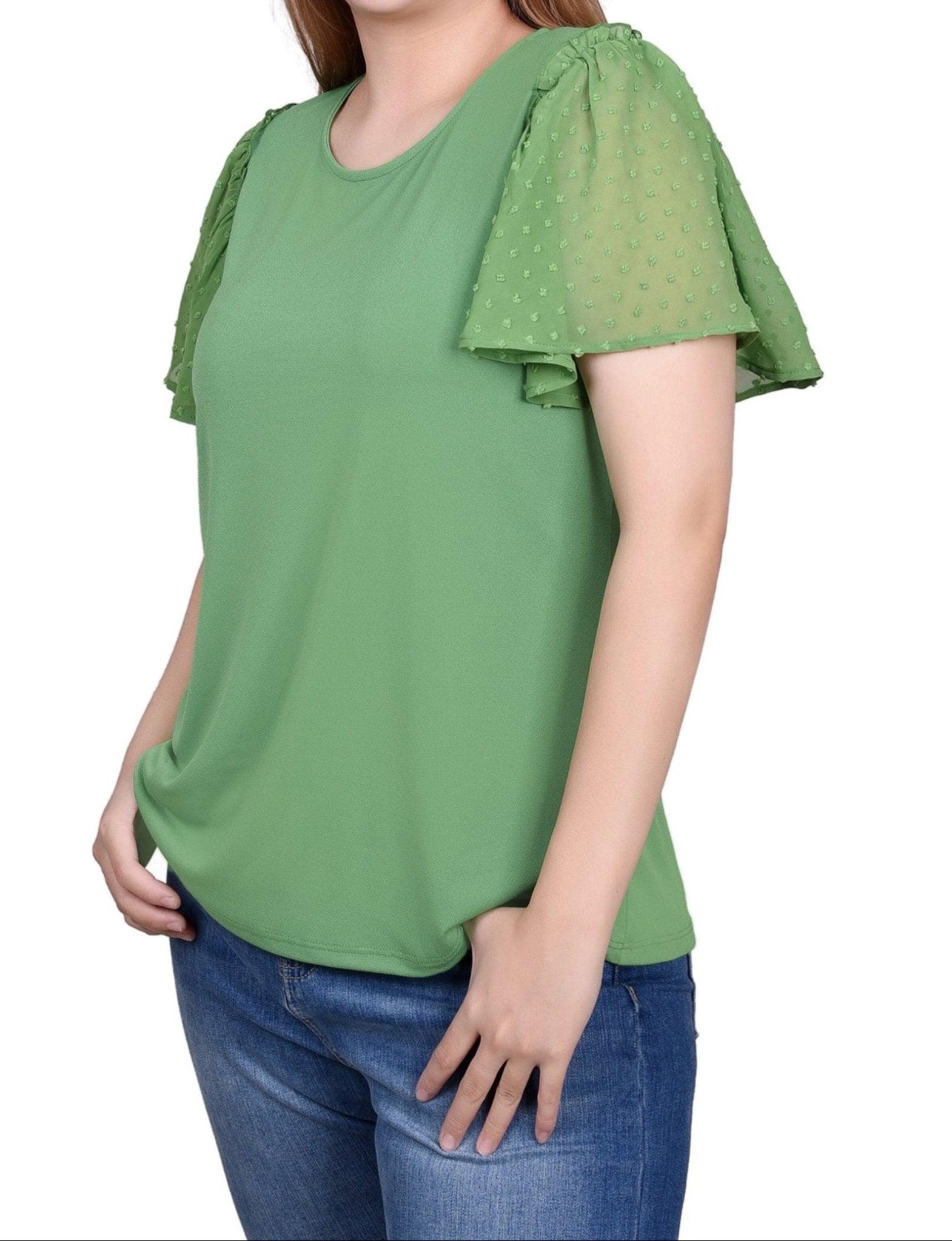 Clip Dot Flutter Sleeve Top - Petite Product Image