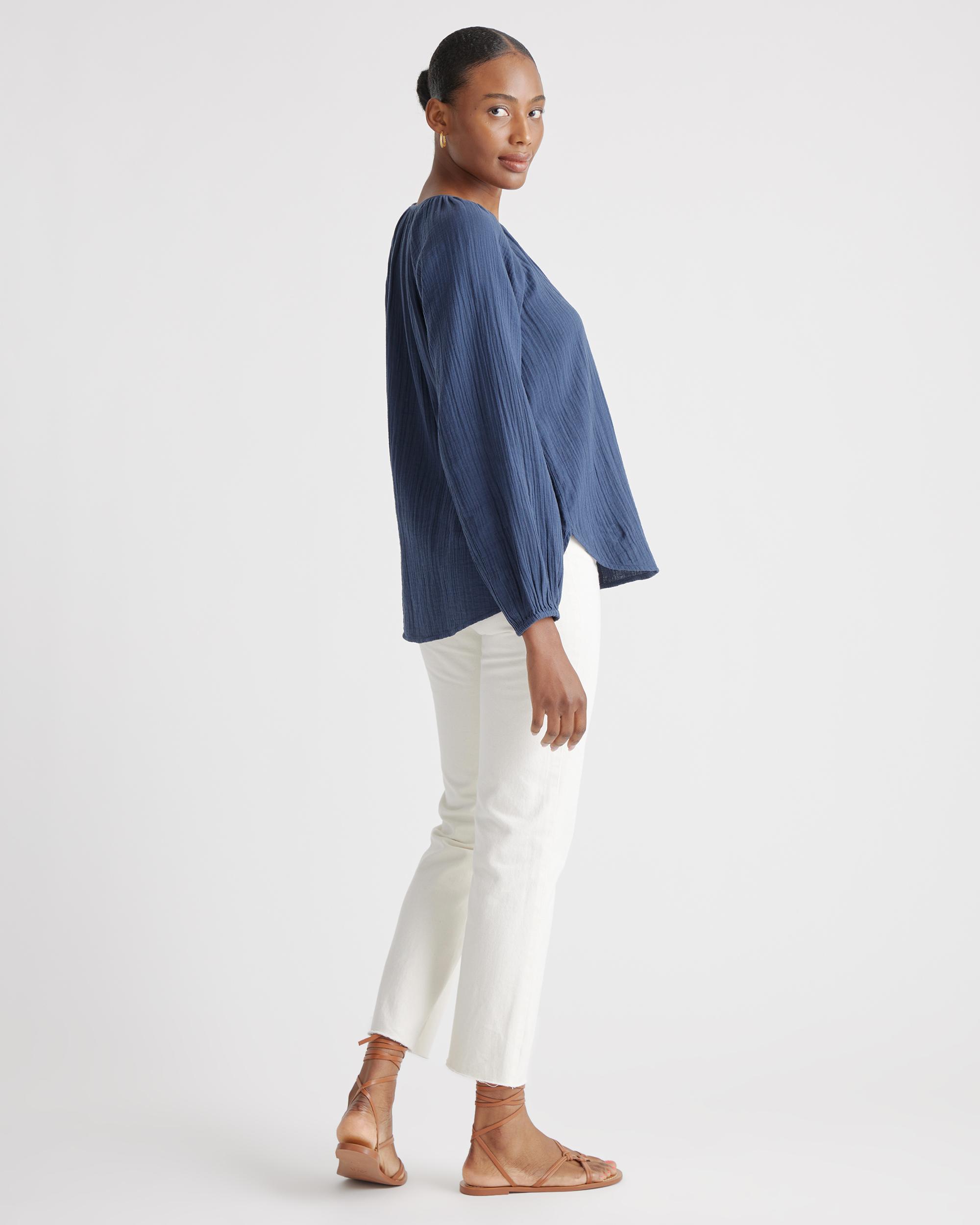 Quince | Women's Gauze Peasant Blouse Size XS, Organic Cotton Product Image