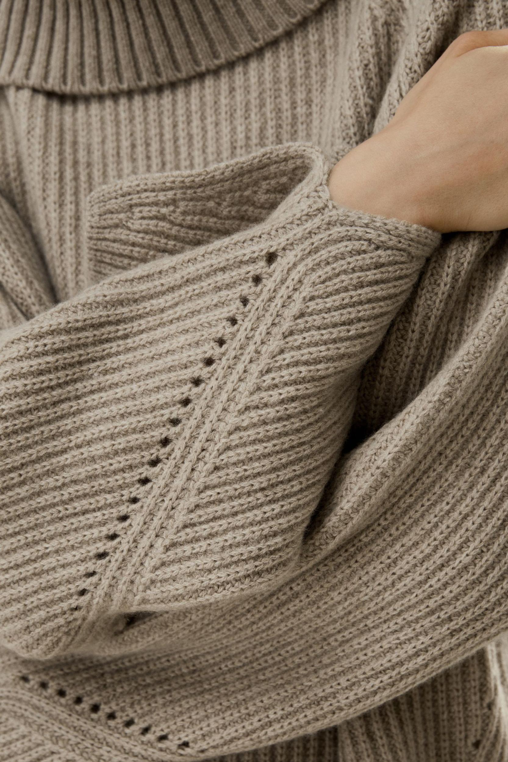 Oversized Merino Wool Sweater with Slit Sleeves Product Image