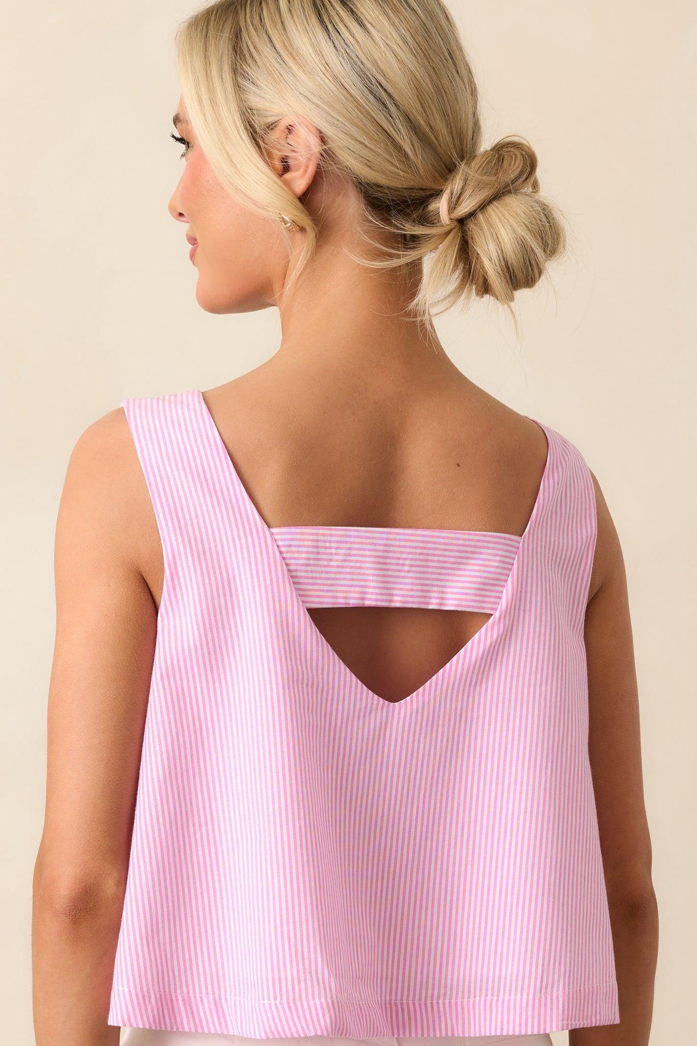 Lola Peony Pink Stripe Cotton Crop Top Product Image