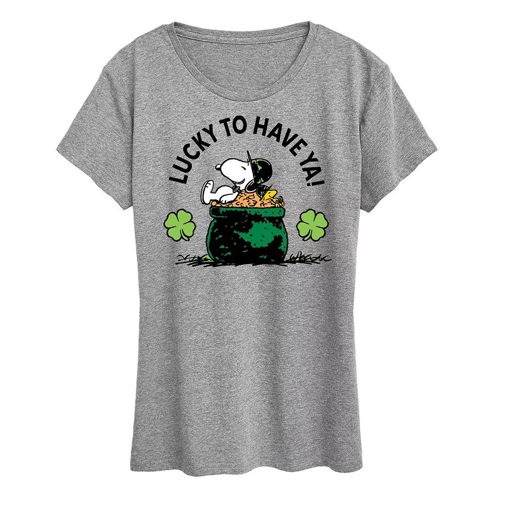 Women's Peanuts Snoopy & Woodstock Lucky To Have Ya Graphic Tee,  Product Image