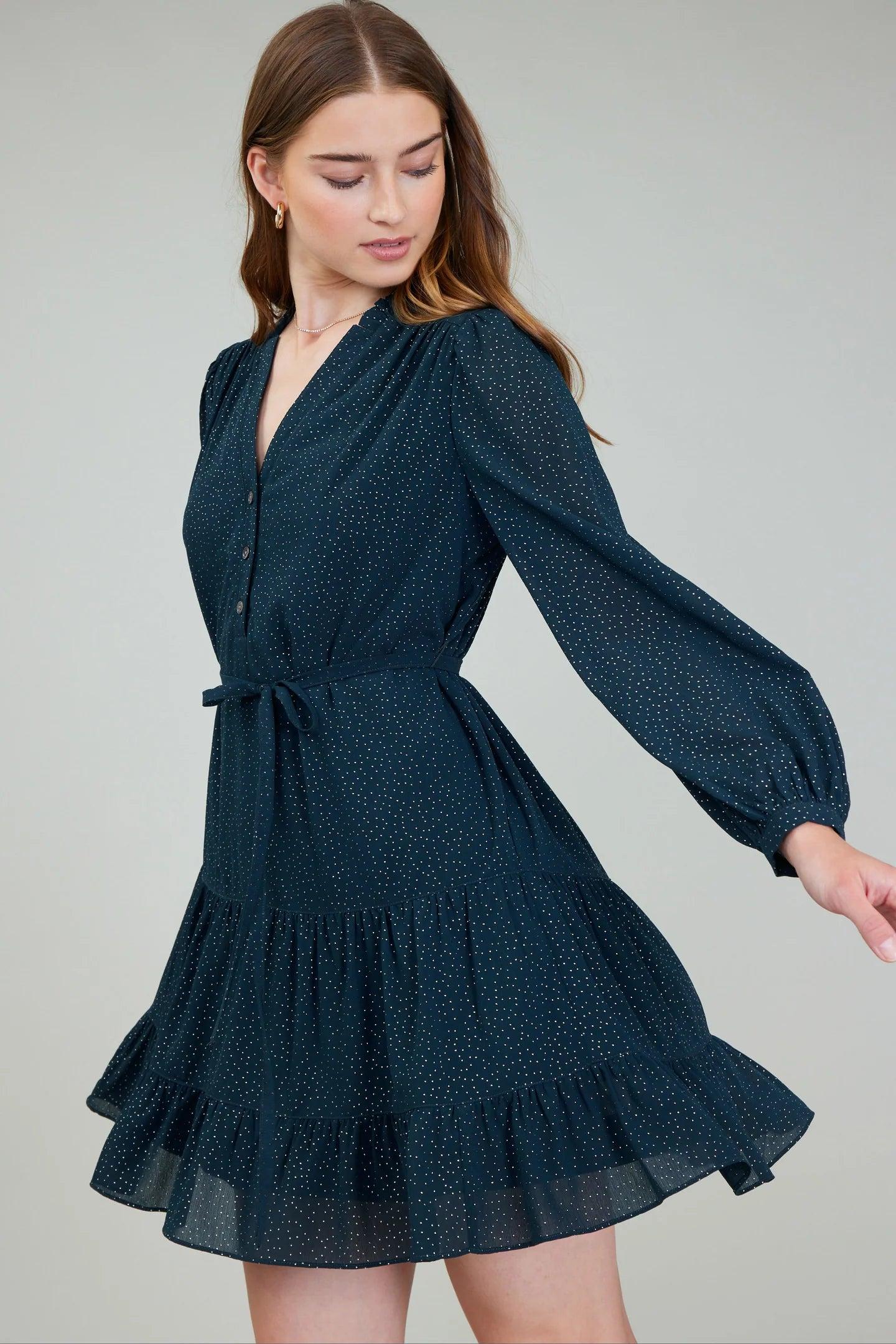 Ruffled Front Tiered Midi Dress Product Image