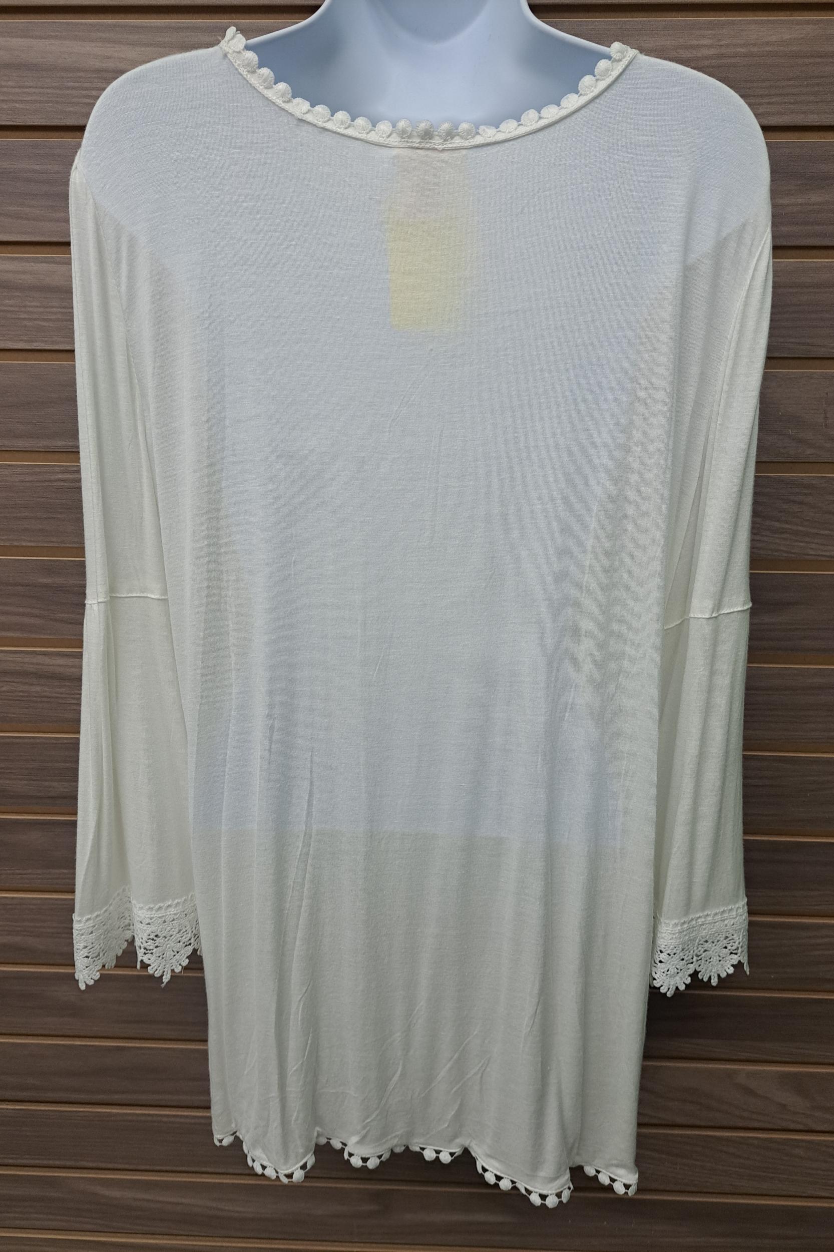 Ivory plus top w/lace tunic Product Image