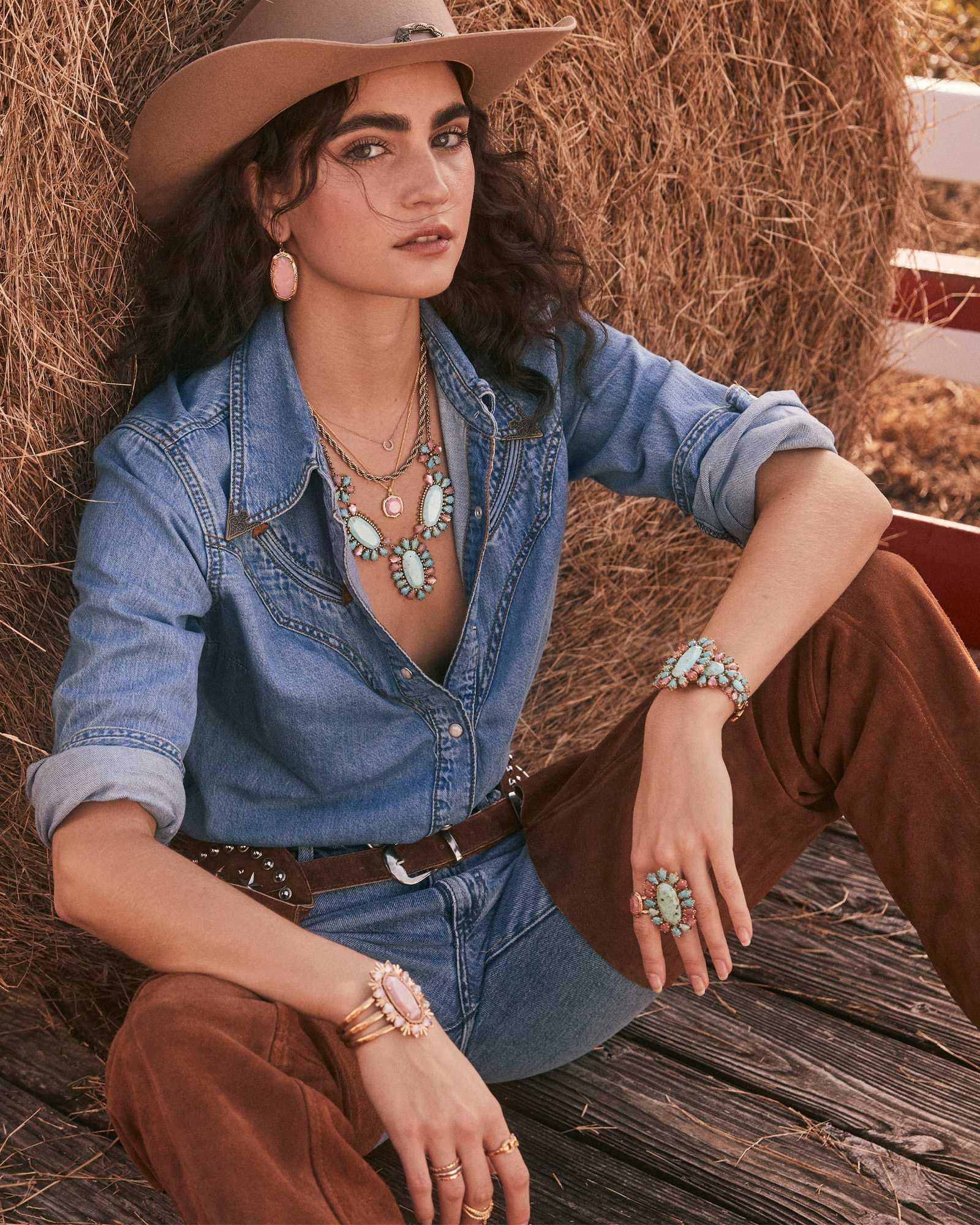 Elle Vintage Gold Etch Frame Drop Earrings in Rose Quartz Product Image