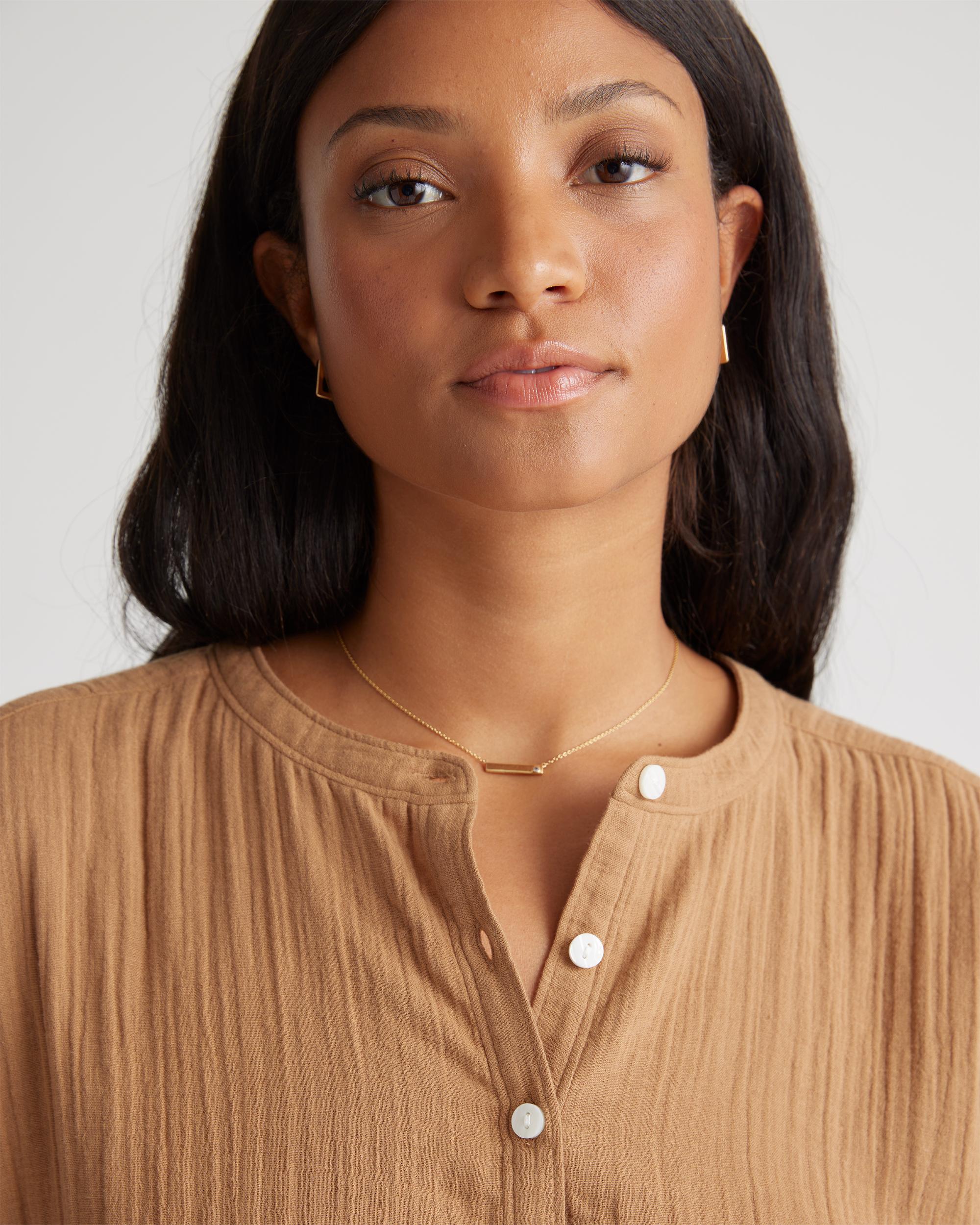 Quince | Women's Gauze Roll Sleeve Shirt Organic Cotton Product Image