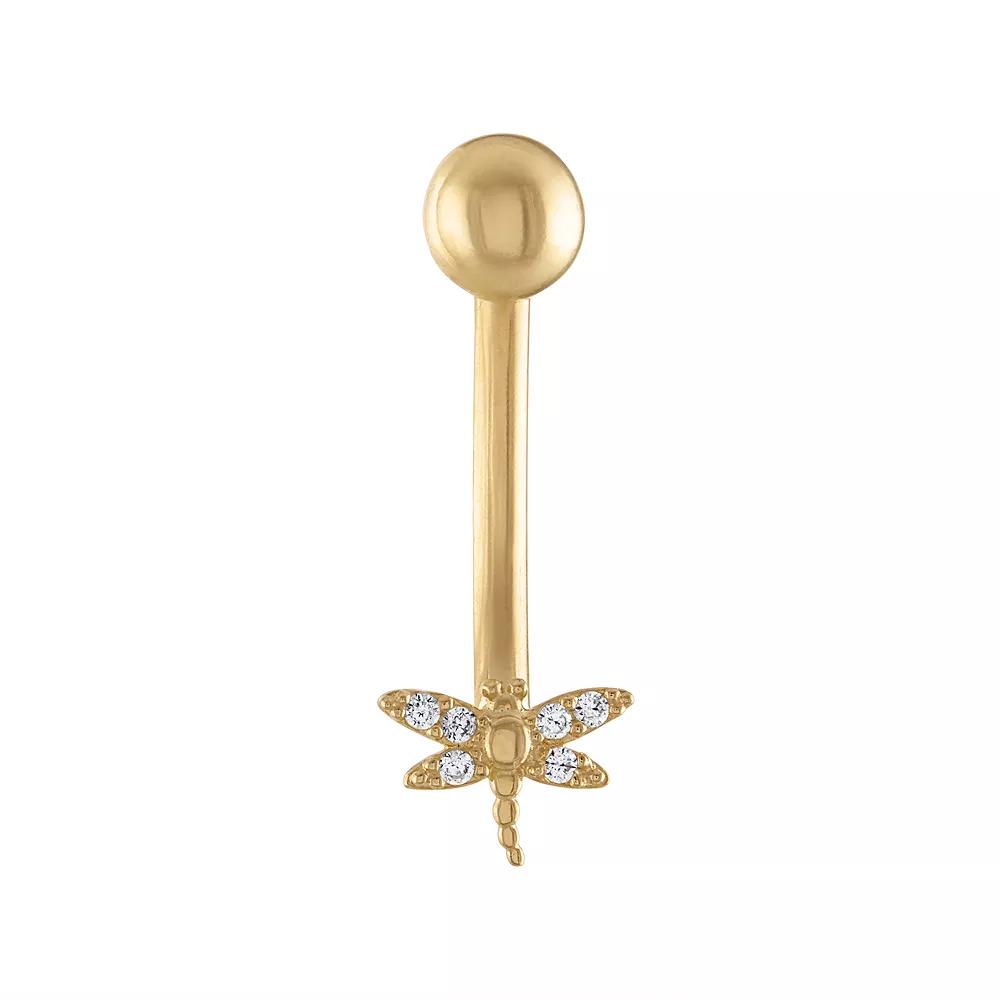 Amella Jewels 10k Gold Dragonfly Belly Button Ring, Women's, Yellow Product Image