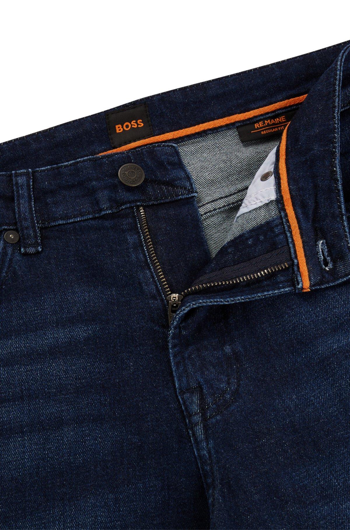 BOSS - Maine Regular-fit jeans in dark-blue comfort-stretch denim - Dark Blue Product Image