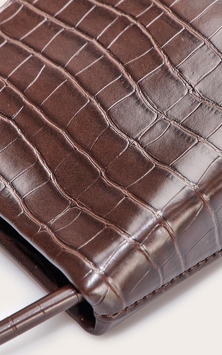 Brown Croc Slim Shoulder Bag Product Image