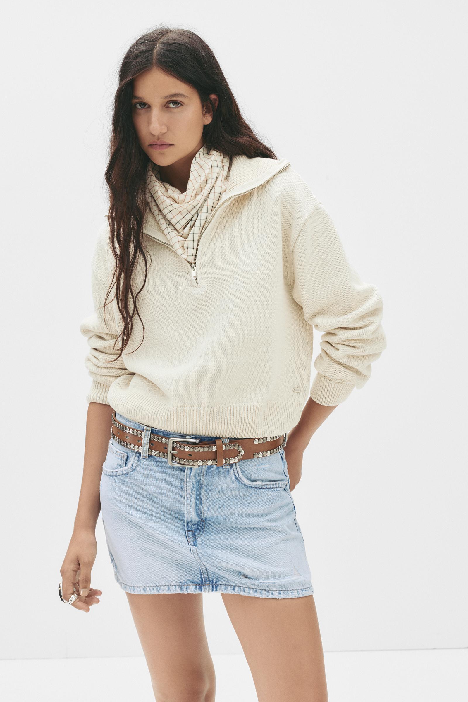 Ripped denim mini skirt Product Image