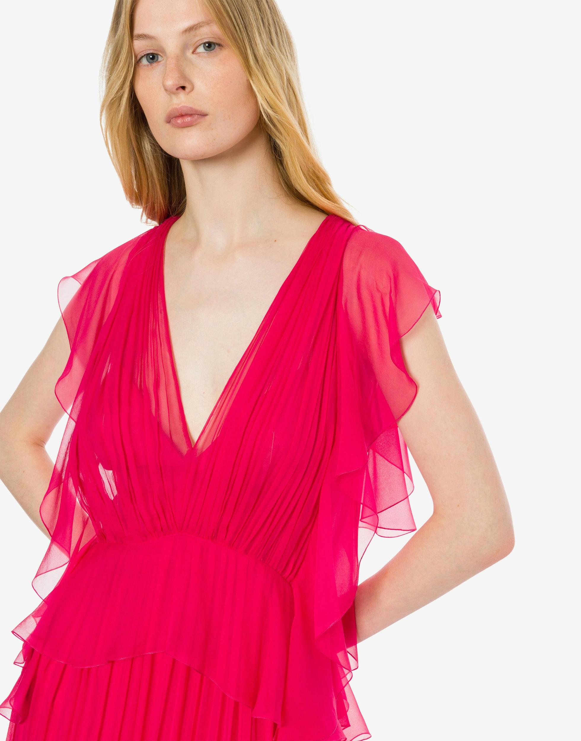 Organic chiffon dress with pleats and ruffles Product Image