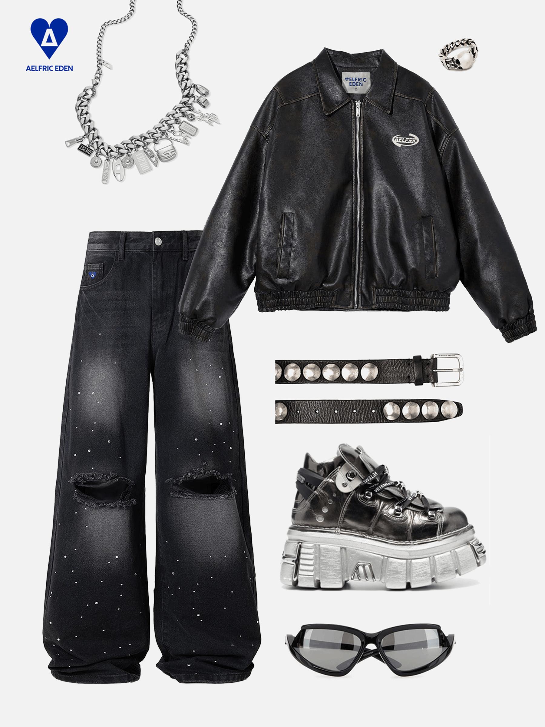 Aelfric Eden Rhinestone Baggy Jeans Product Image