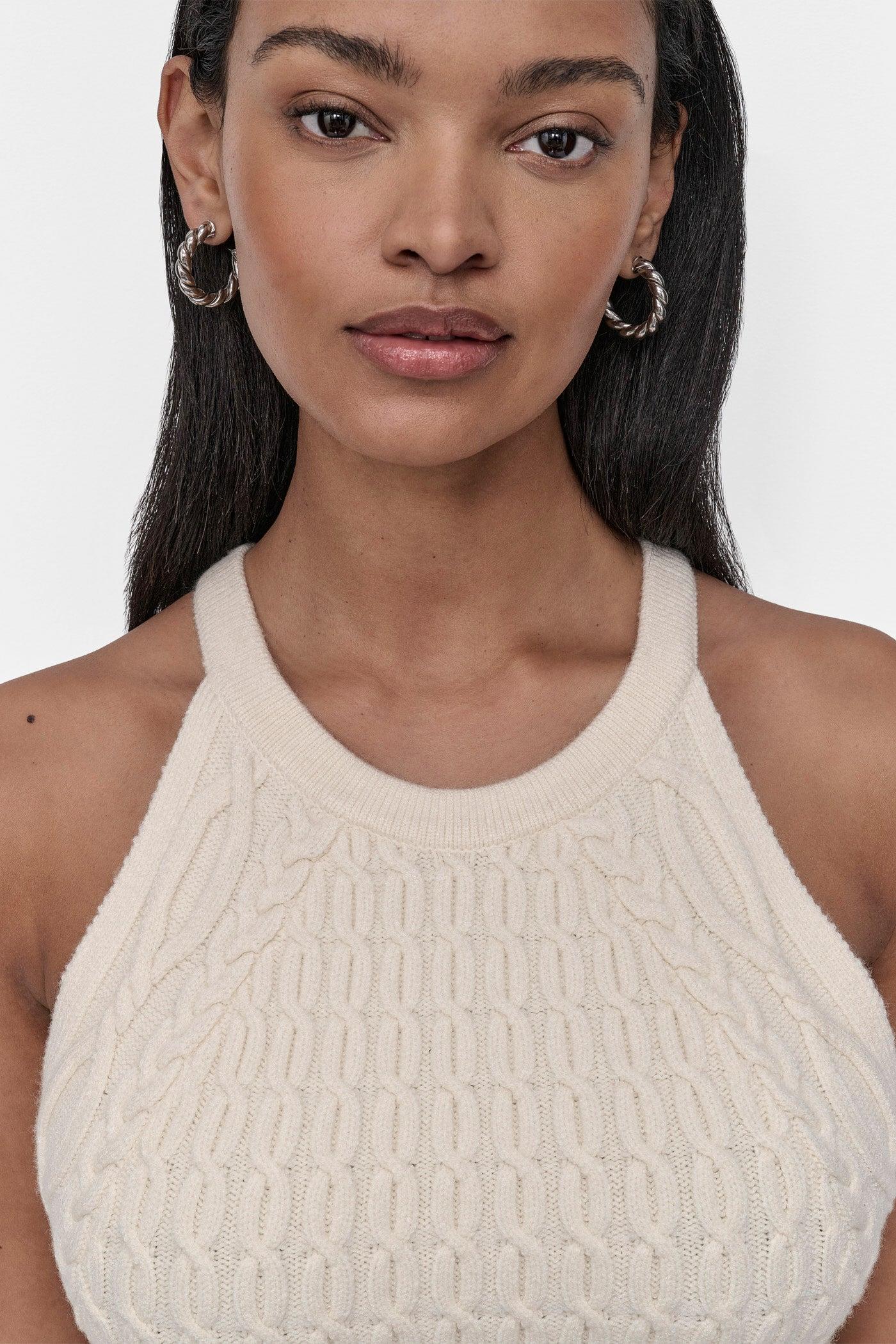 CABLE-KNIT HALTER-STYLE SWEATER Product Image