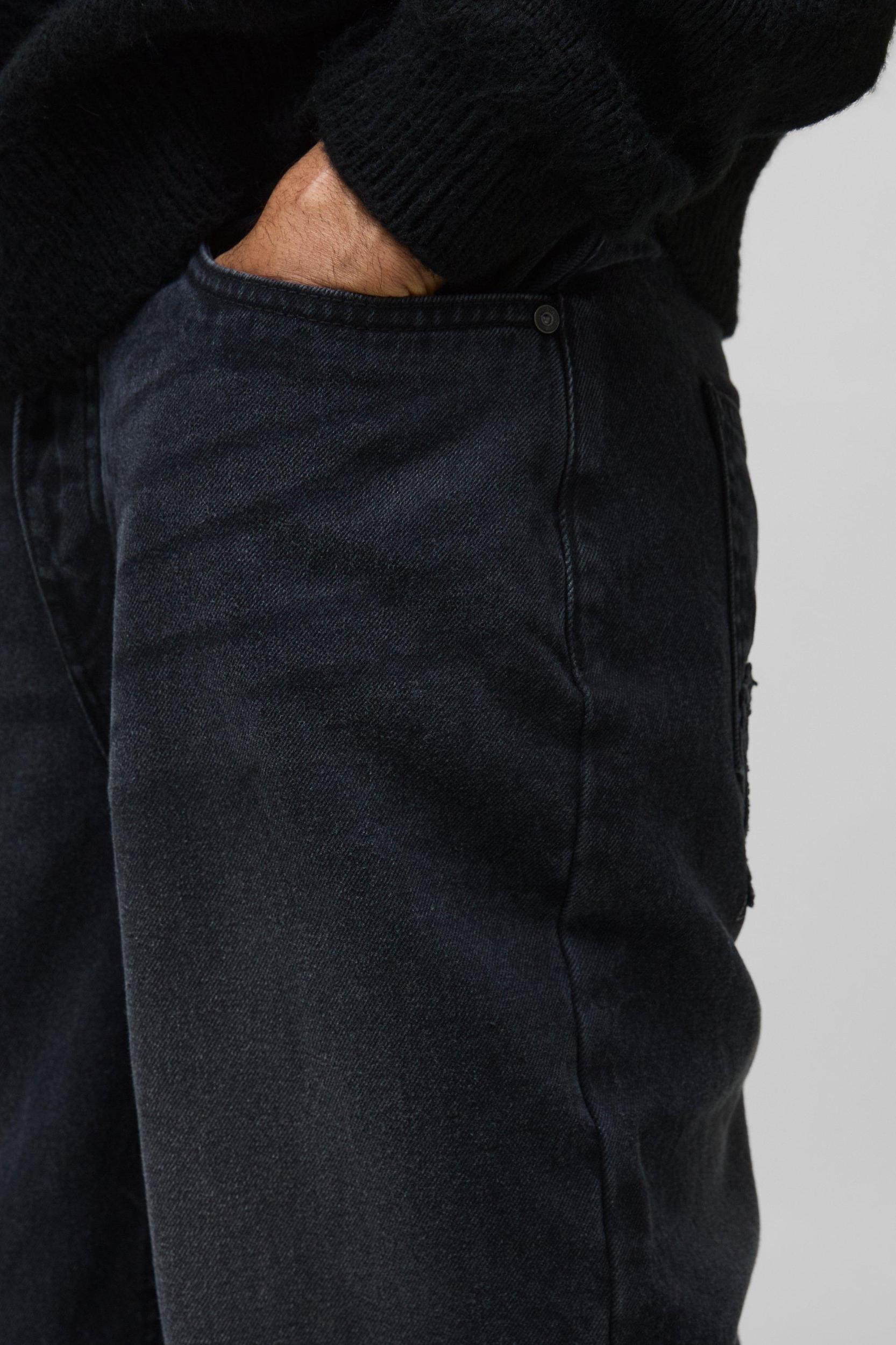 Relaxed Rigid Acid Wash Applique Denim Jeans | boohooMAN USA Product Image