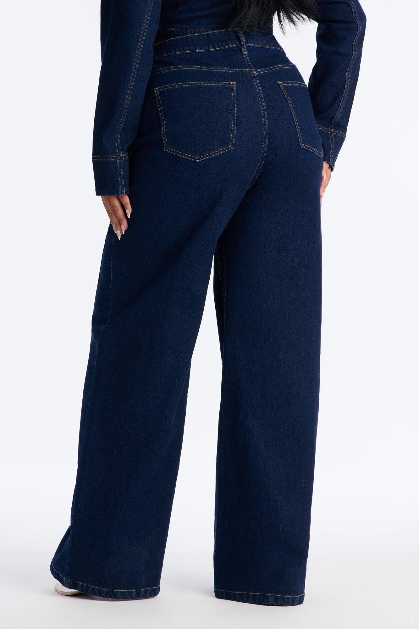 Fame And Fortune Wide Leg Jeans - Dark Wash Female Product Image