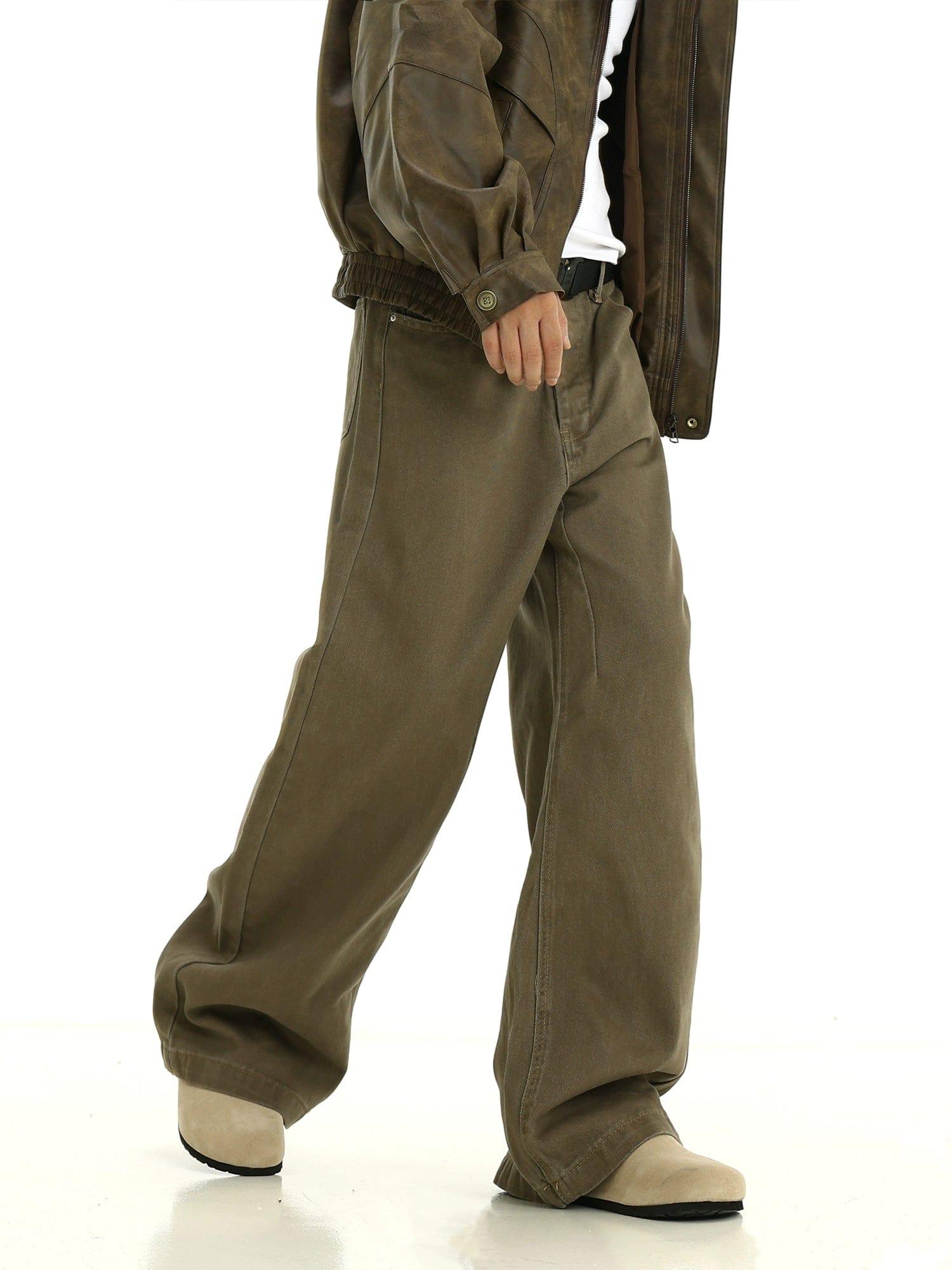 RT No. 10266 COFFEE WIDE STRAIGHT PANTS Product Image