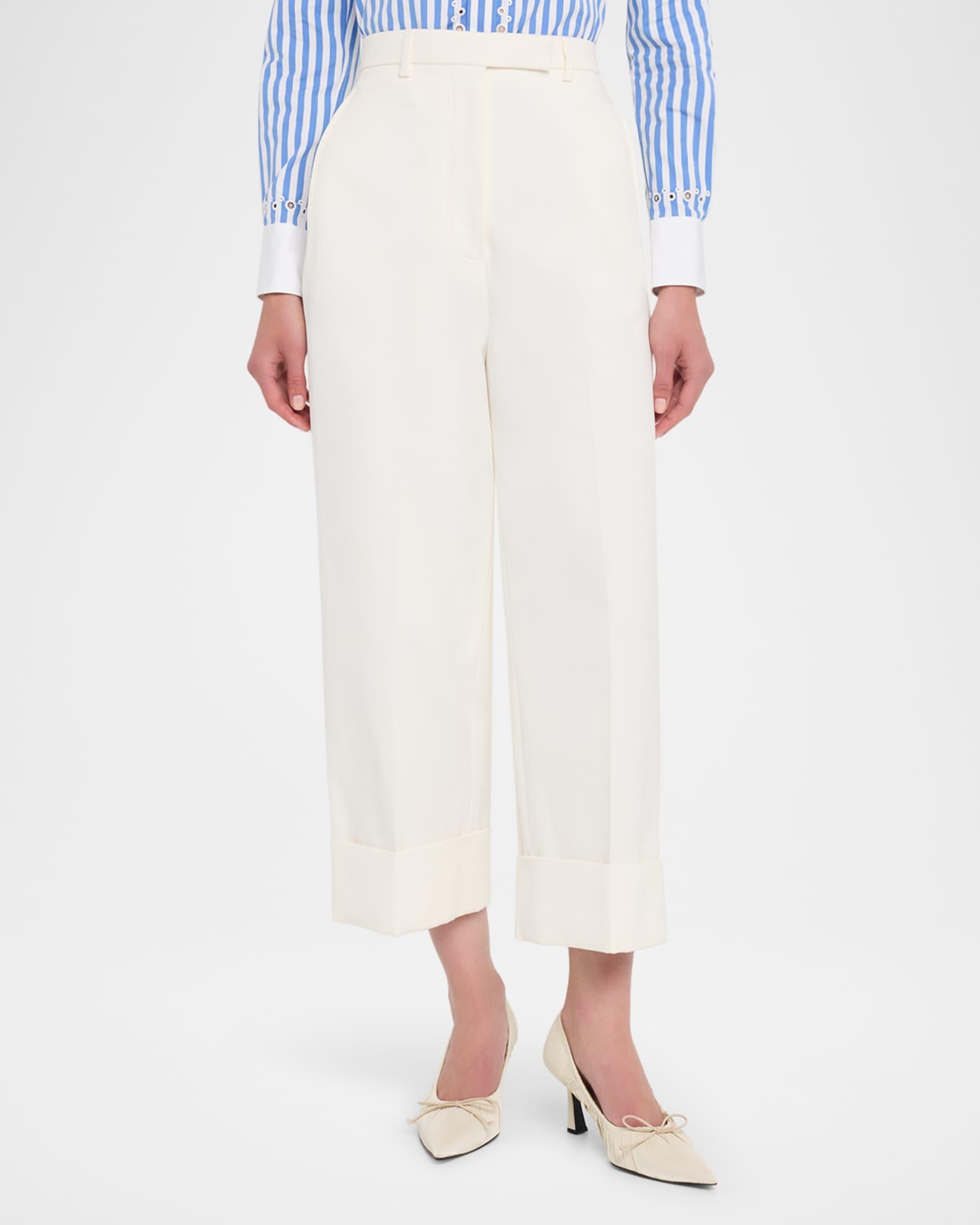 High-Rise Organic Cotton Canvas Straight-Leg Crop Trousers Product Image