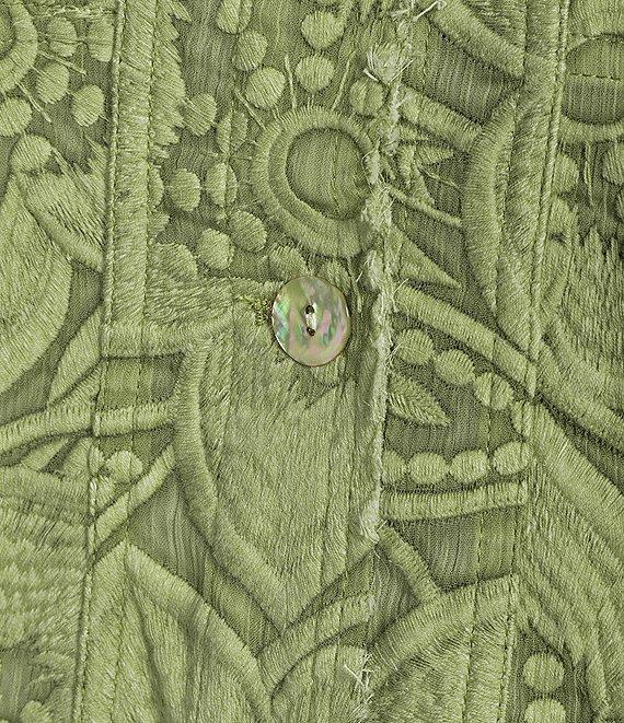 John Mark Floral Lace Embroidered Point Collar Long Sleeve Jacket Product Image