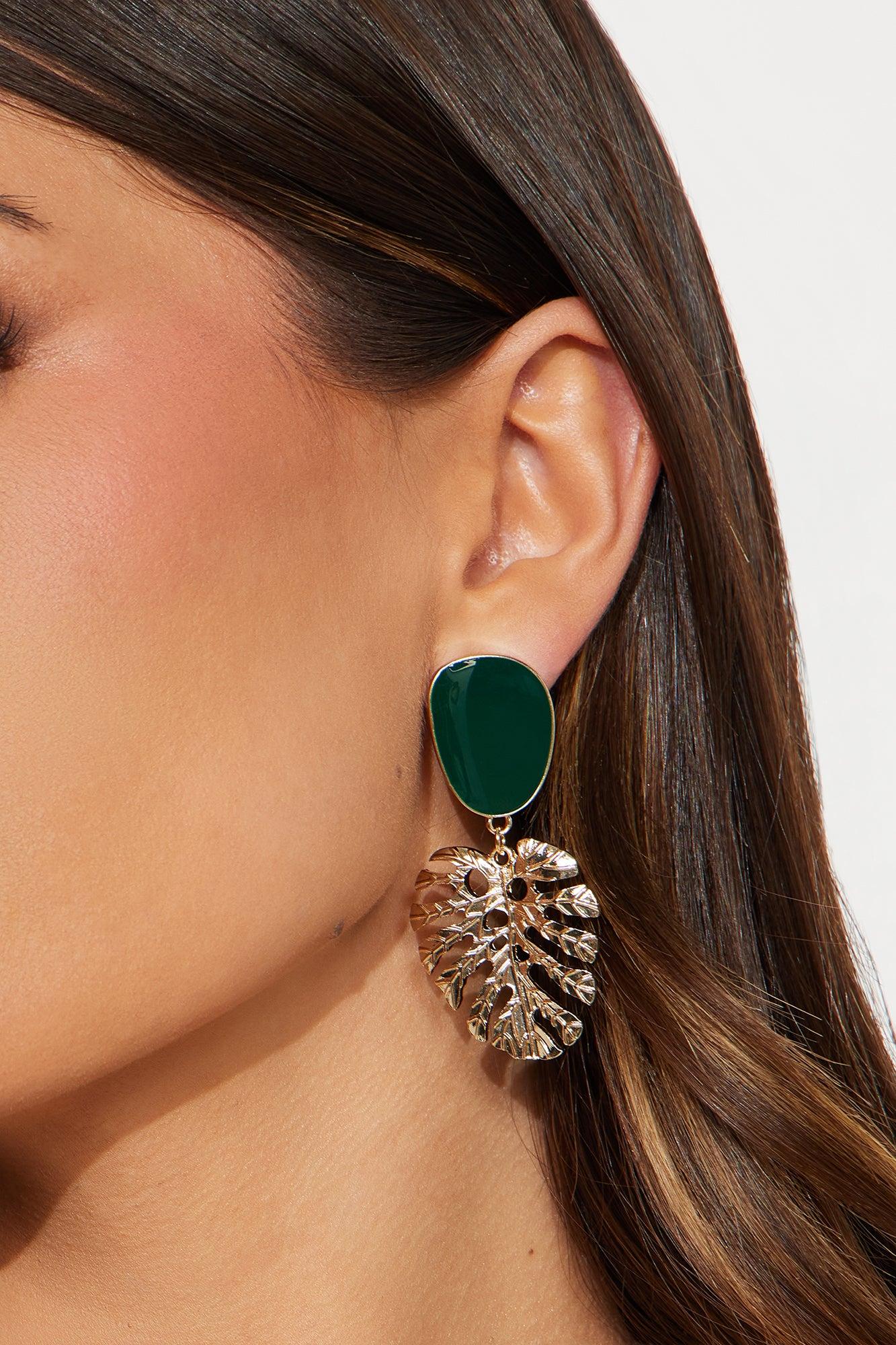 Leaf Babe Drop Earrings - Green/combo Female Product Image