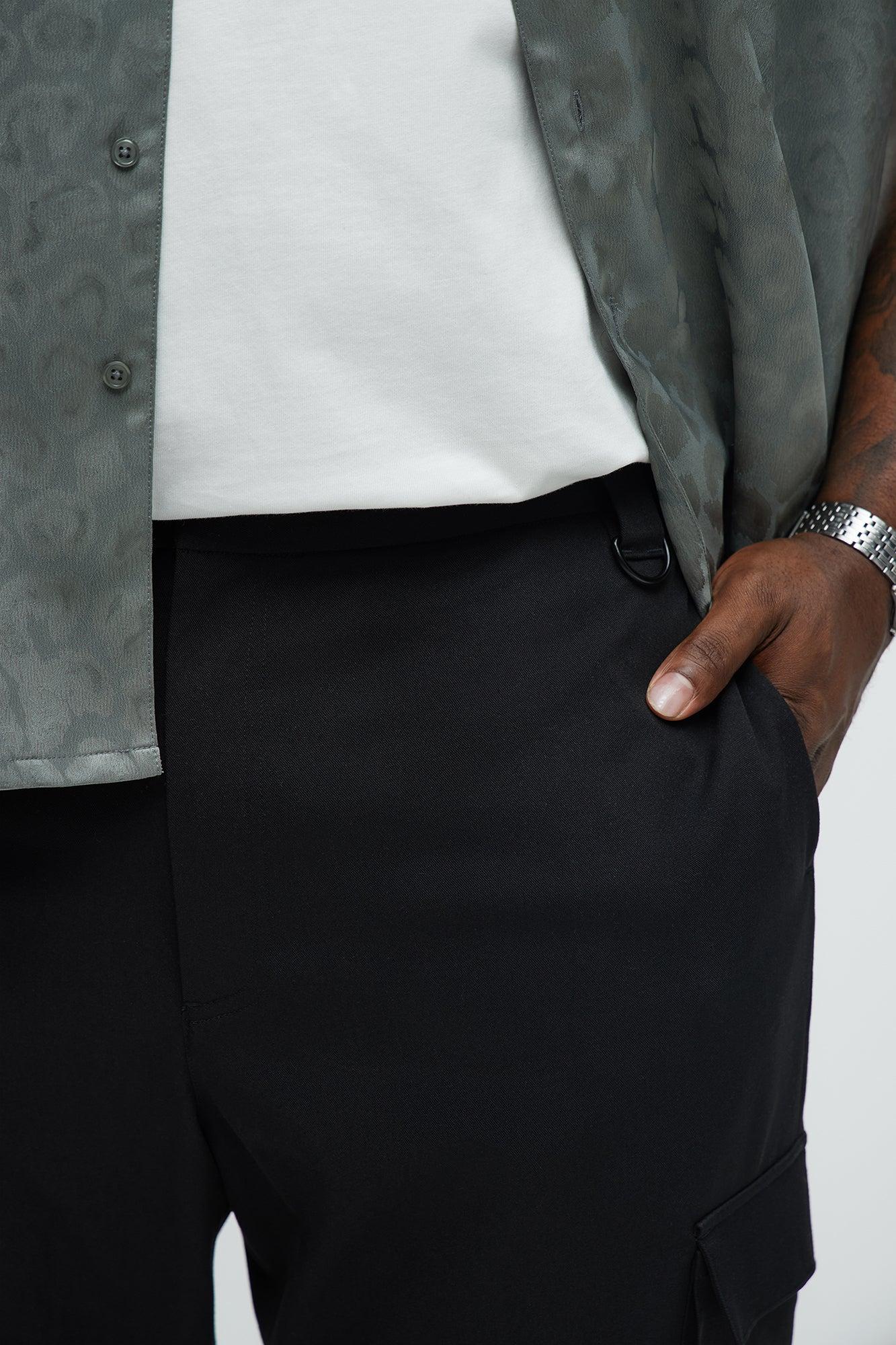 Gabardine Straight Tapered Cargo Pants - Black Product Image