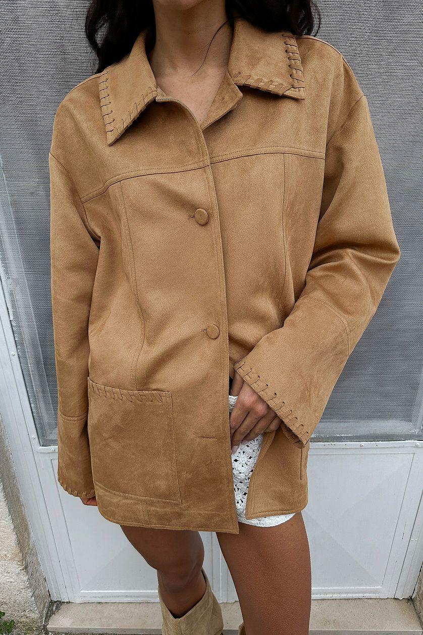 Faux Suede Seam Detail Jacket Product Image