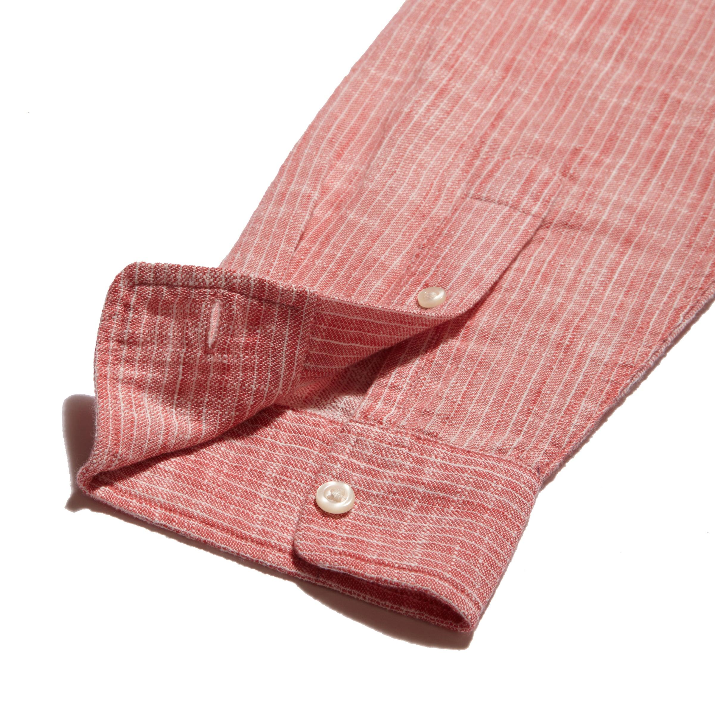 Madras Cottage Loom Chambray Shirt - Red Chambray Stripe Product Image