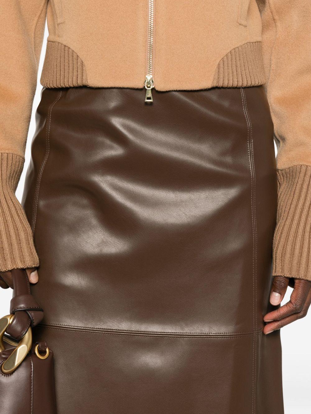 faux-leather panelled midi skirt Product Image