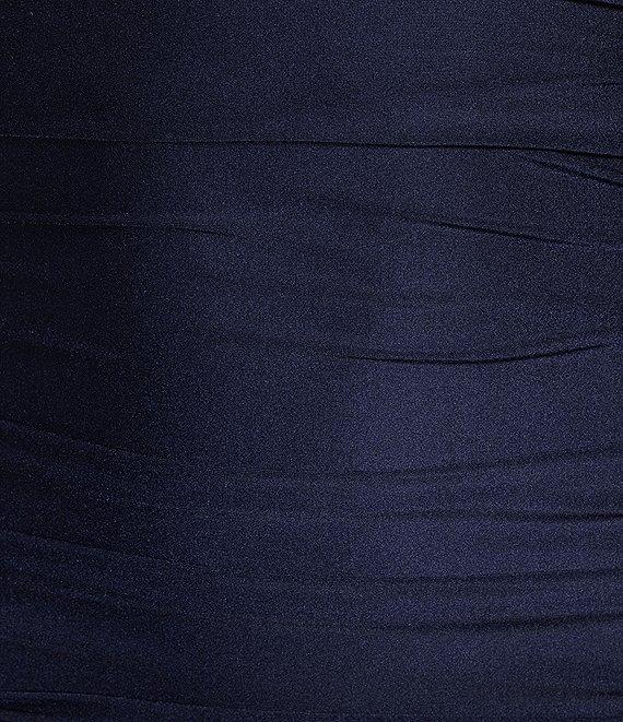 Honey and Rosie Halter V-Neck Tie Back Cummerbund Waist Gown Product Image