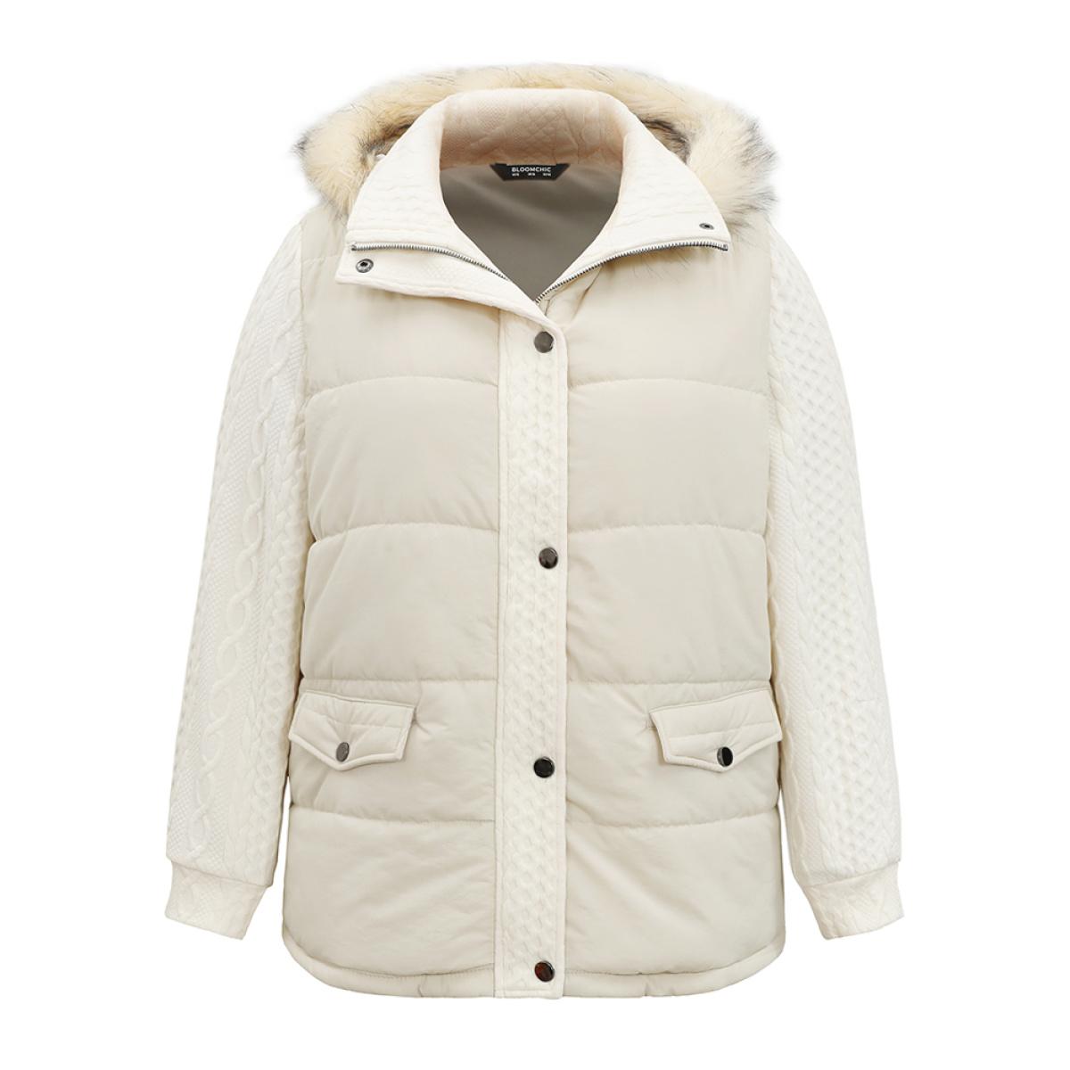 Plus Size Women Dailywear Plain Lined No stretch 10/M Pocket Casual Quilted Jackets BloomChic Product Image