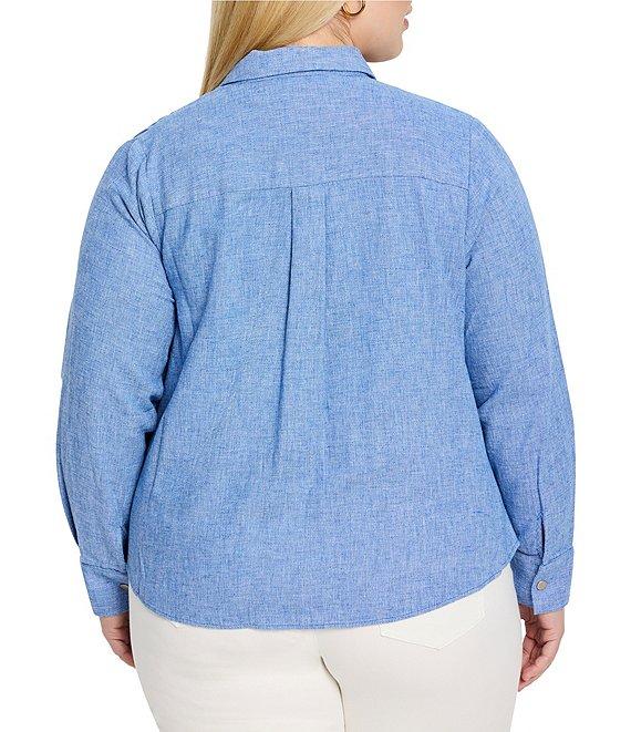 NIC + ZOE Plus Size All-Around Point Collar Long Sleeve Shirt Jacket Product Image