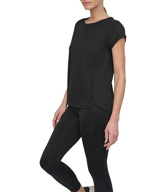 DKNY Sport by Donna Karan Knit Slub Jersey Crew Neck Short Rolled Sleeve T-Shirt Product Image