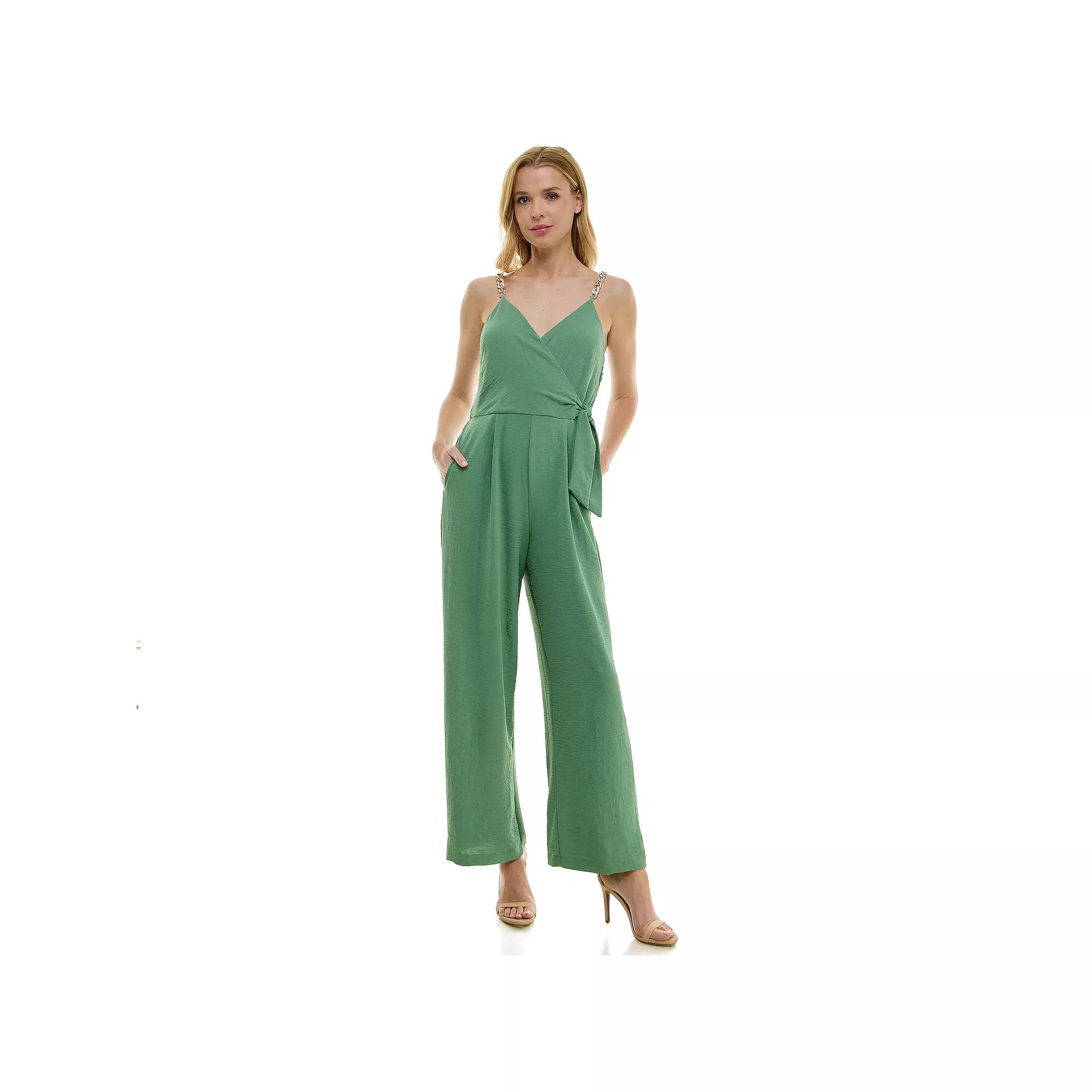 Women's Luxology Faux-Wrap Trim Detail Jumpsuit,  Product Image