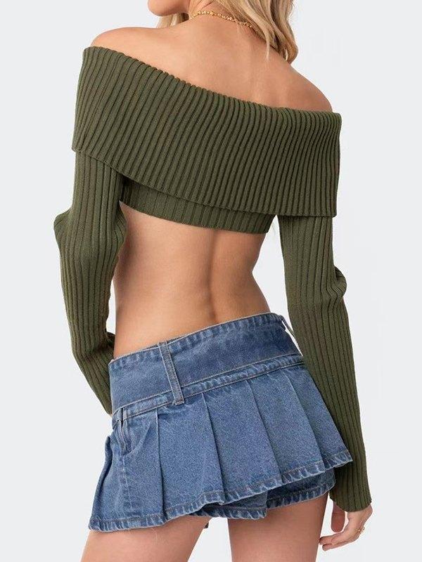 Off Shoulder Ribbed Knit Shrug Product Image
