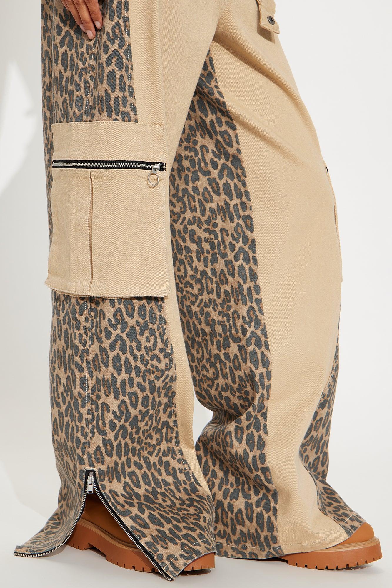 On The Prowl Leopard Twill Wide Leg Pant - Brown/combo Female Product Image