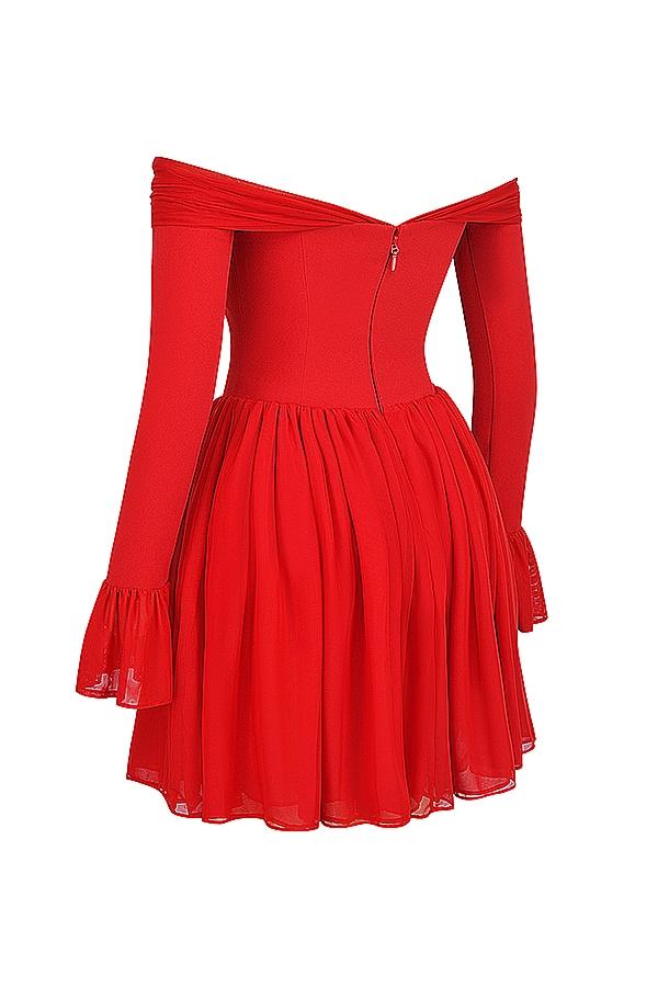 Alana  scarlet off shoulder dress Product Image