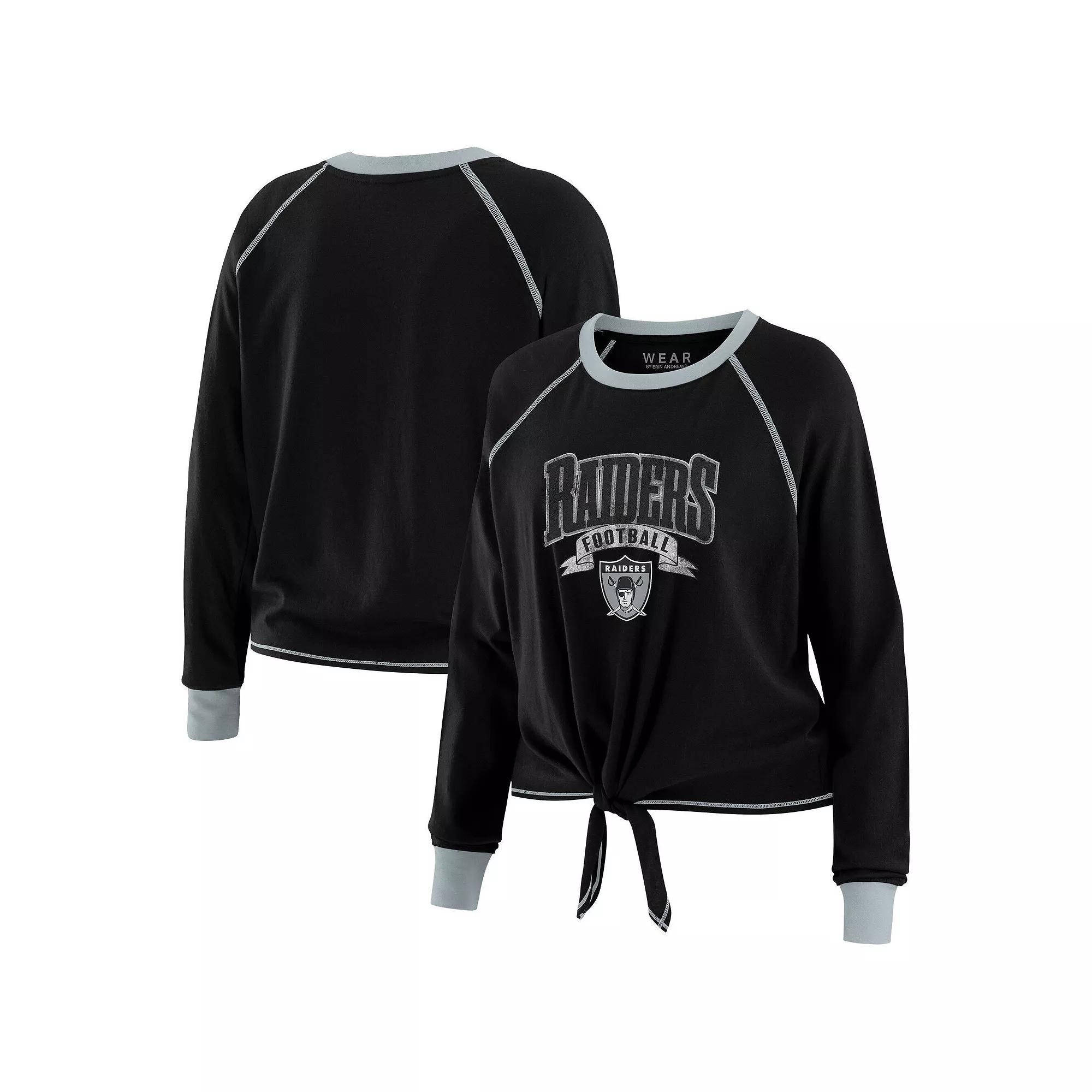 Women's WEAR by Erin Andrews Black Cincinnati Bengals Tie-Front Long Sleeve T-Shirt,  Product Image