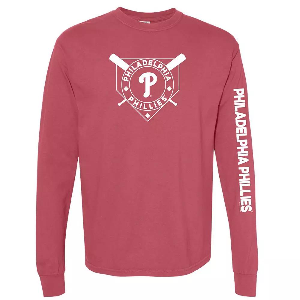 Women's Soft as a Grape Red Philadelphia Phillies Pigment Dye Long Sleeve T-Shirt, Size: Medium Product Image