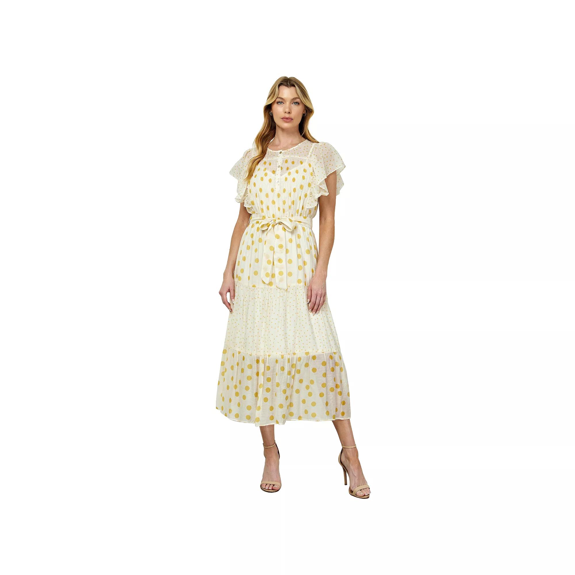 Women's Figueroa & Flower Ruffle Sleeve Midi Dress,  Product Image
