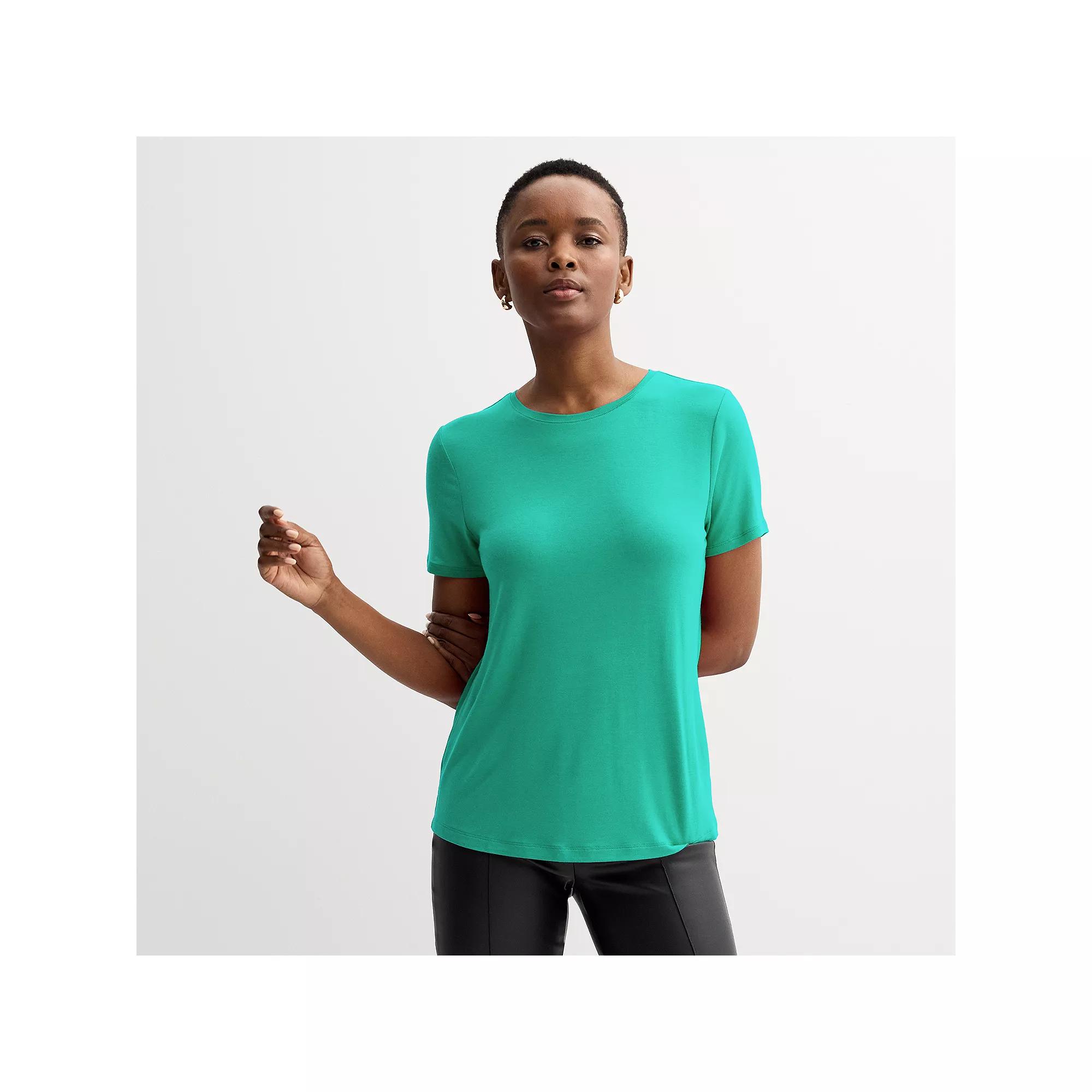 Women's Nine West Essential Crewneck Tee, Size: Large, Green Opal Product Image