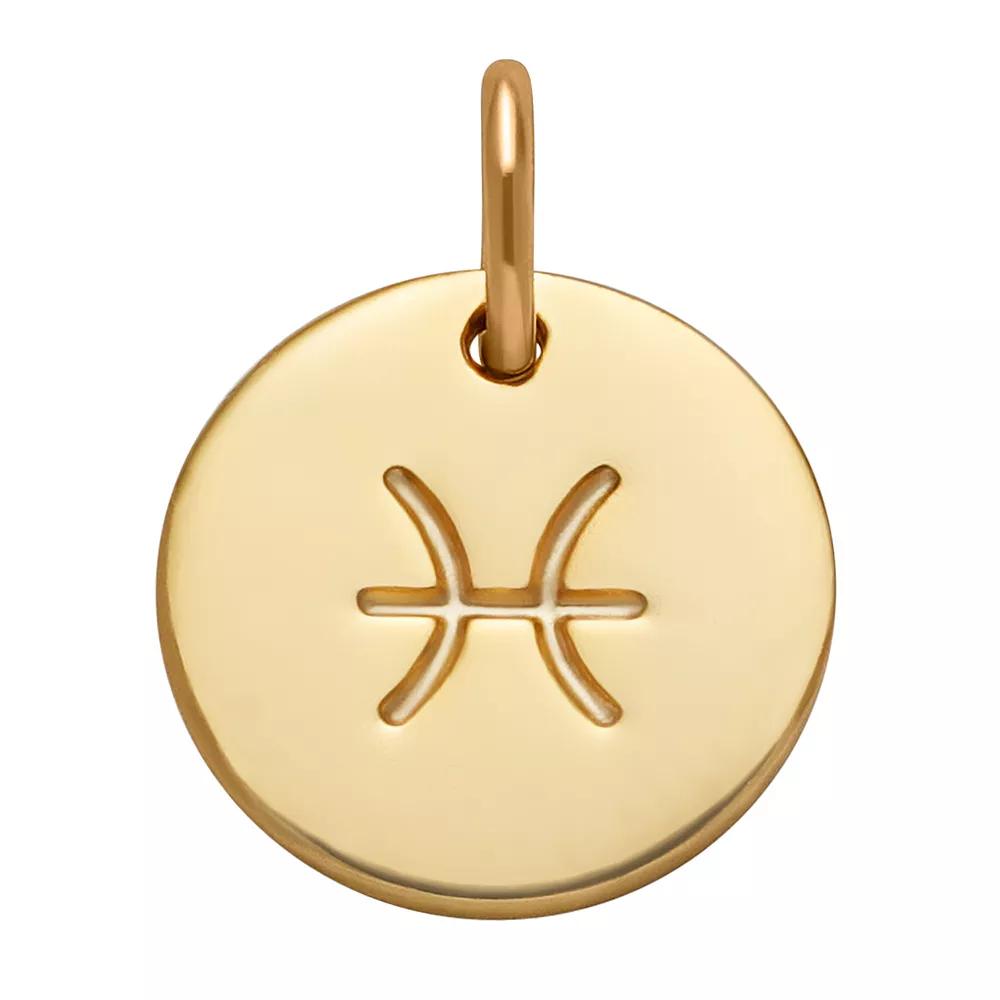 PRIMROSE 18k Gold Over Silver Etched Zodiac Disc Charm, Women's, Gold Tone Libra Product Image