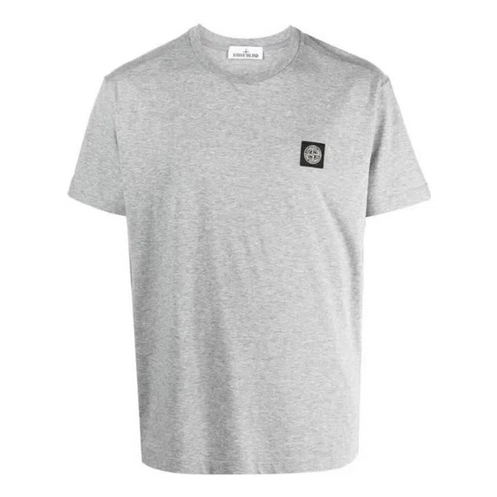 STONE ISLAND Compass Patch Logo Cotton T-shirt In Grey Product Image