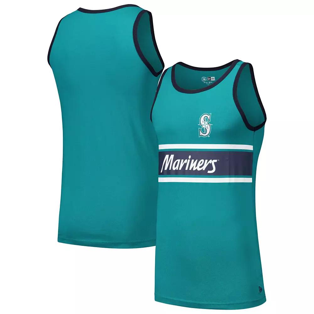 Men's New Era Aqua Seattle Mariners Jersey Ringer Tank Top,  Product Image