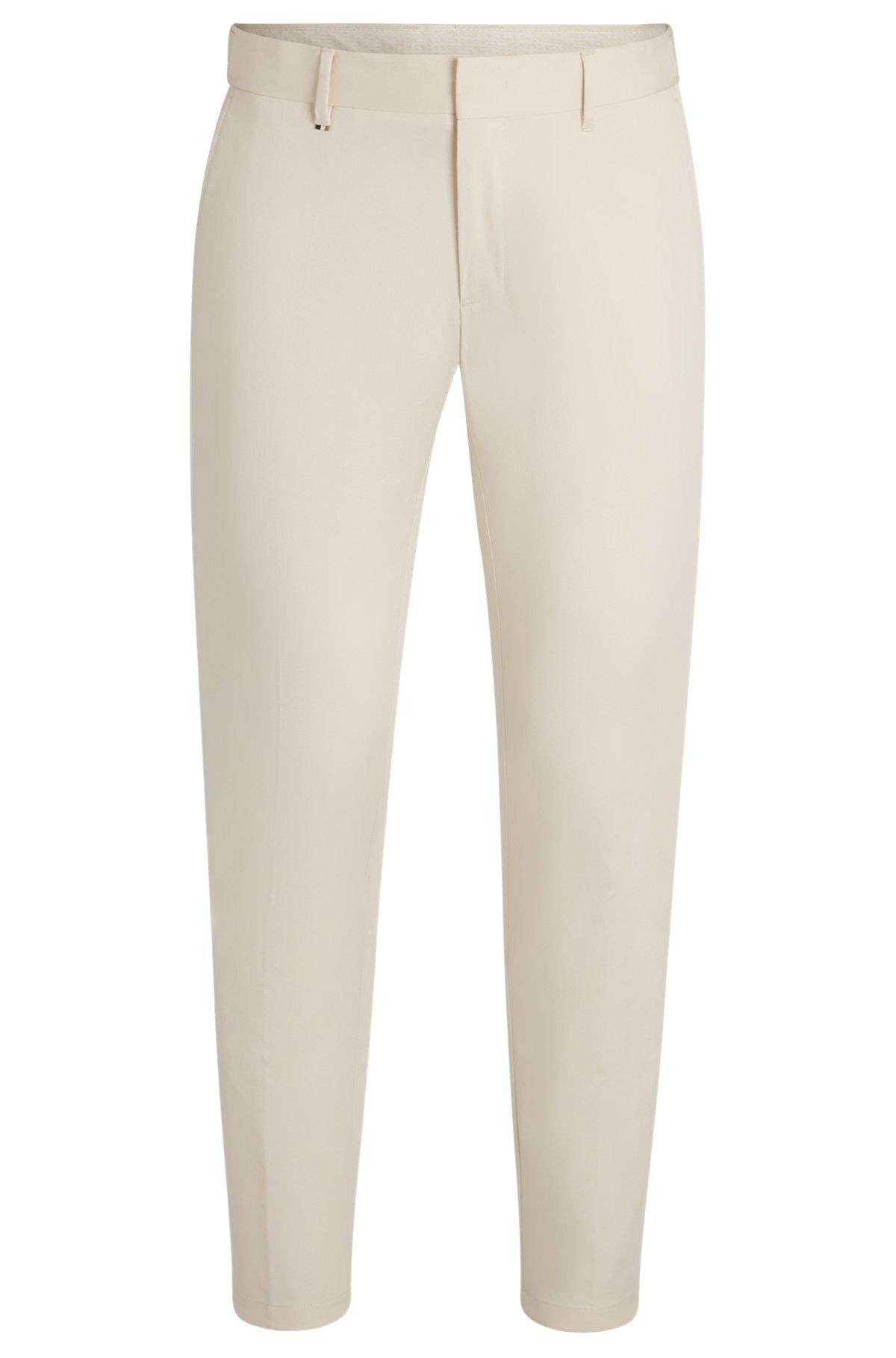BOSS - Formal trousers in comfort-stretch cotton - White Product Image